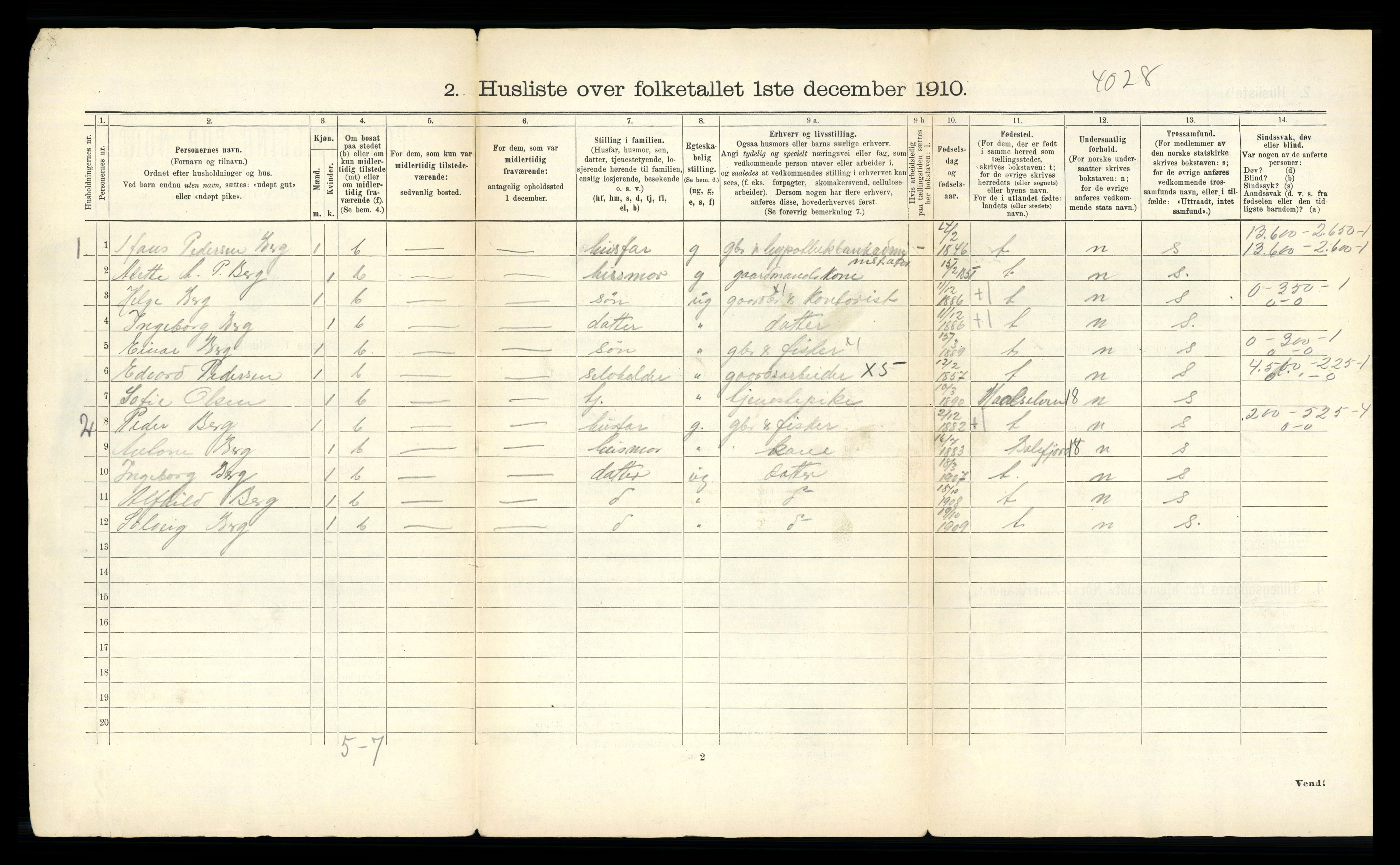 RA, 1910 census for Tromsøysund, 1910, p. 54