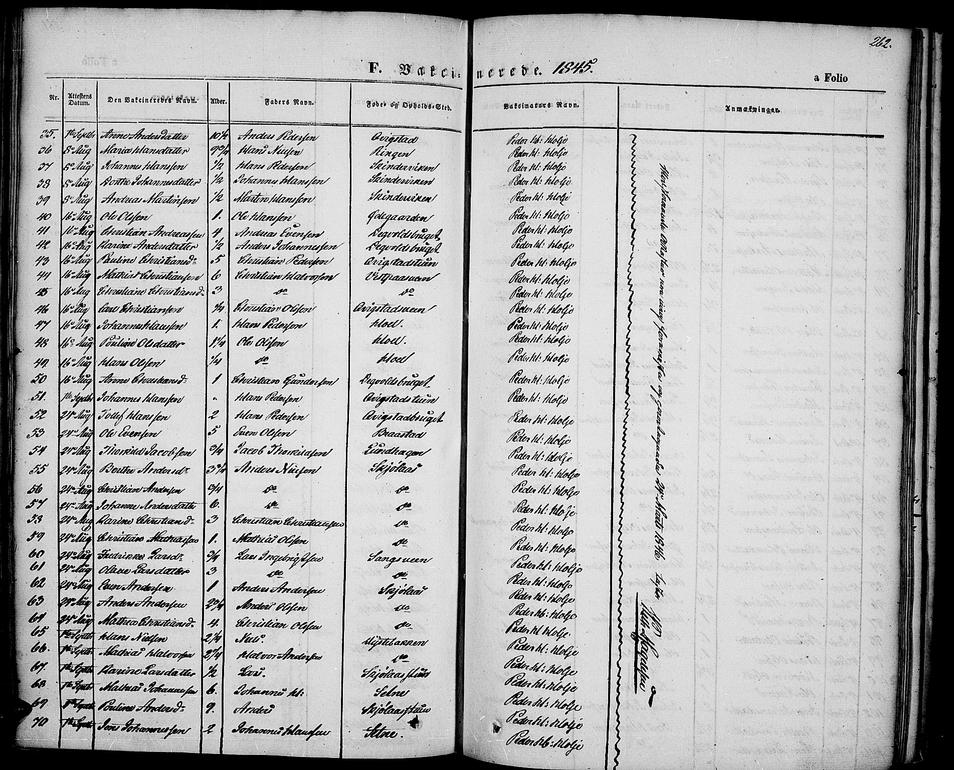 Vestre Toten prestekontor, AV/SAH-PREST-108/H/Ha/Haa/L0004: Parish register (official) no. 4, 1844-1849, p. 262