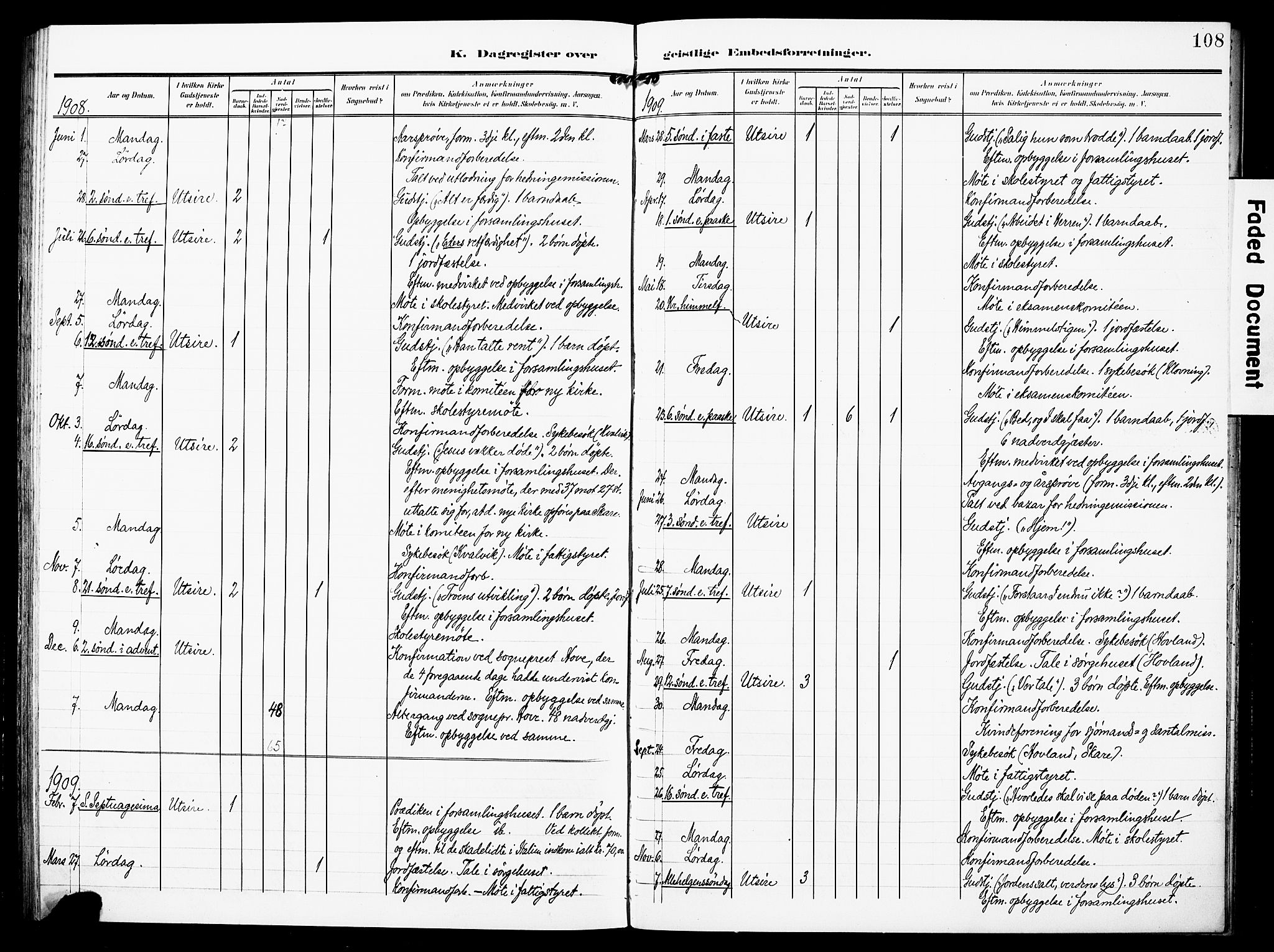 Torvastad sokneprestkontor, AV/SAST-A -101857/H/Ha/Haa/L0018: Parish register (official) no. A 17, 1903-1925, p. 108