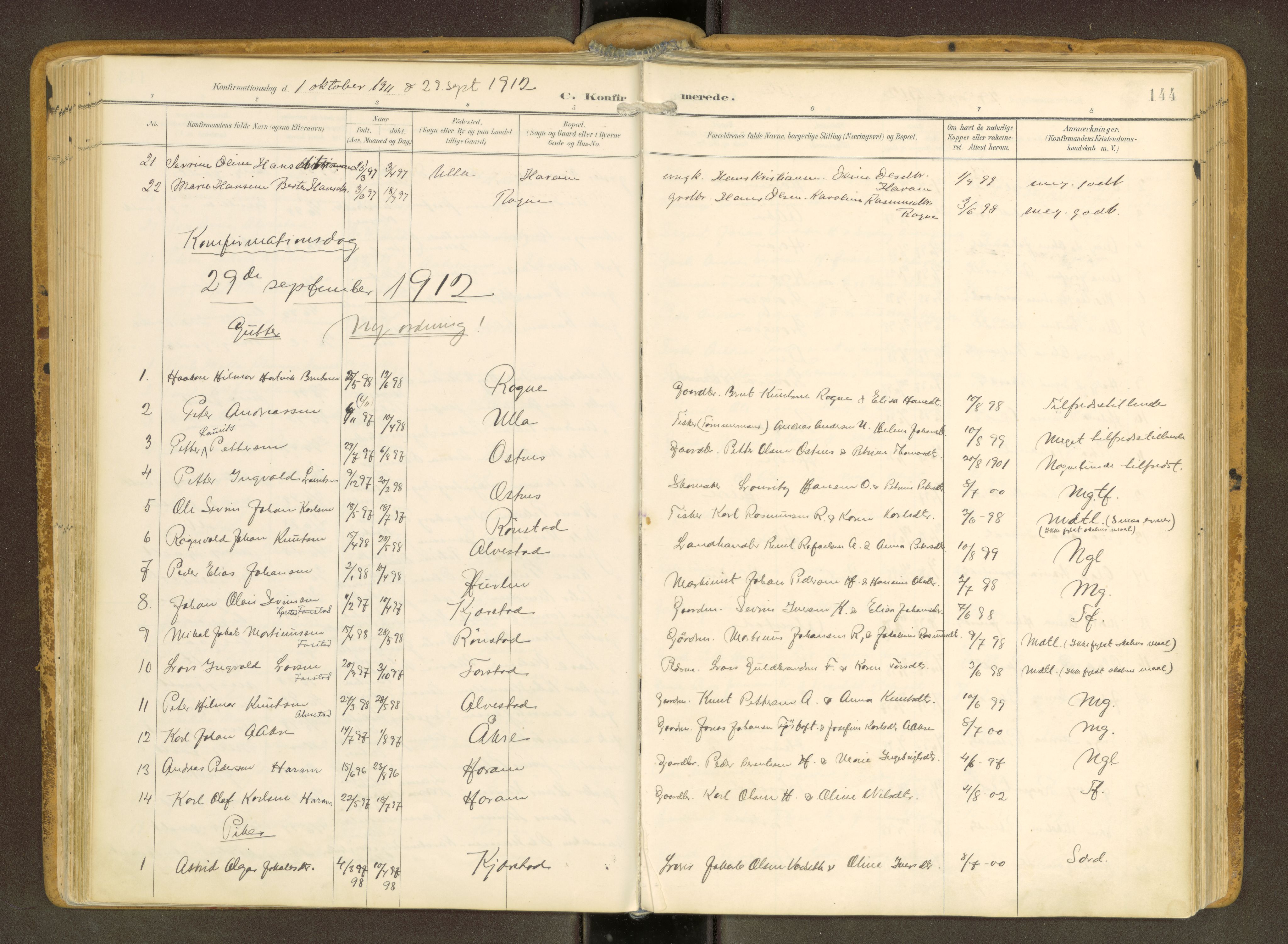 Ministerialprotokoller, klokkerbøker og fødselsregistre - Møre og Romsdal, SAT/A-1454/536/L0517: Parish register (official) no. 536A--, 1897-1917, p. 144
