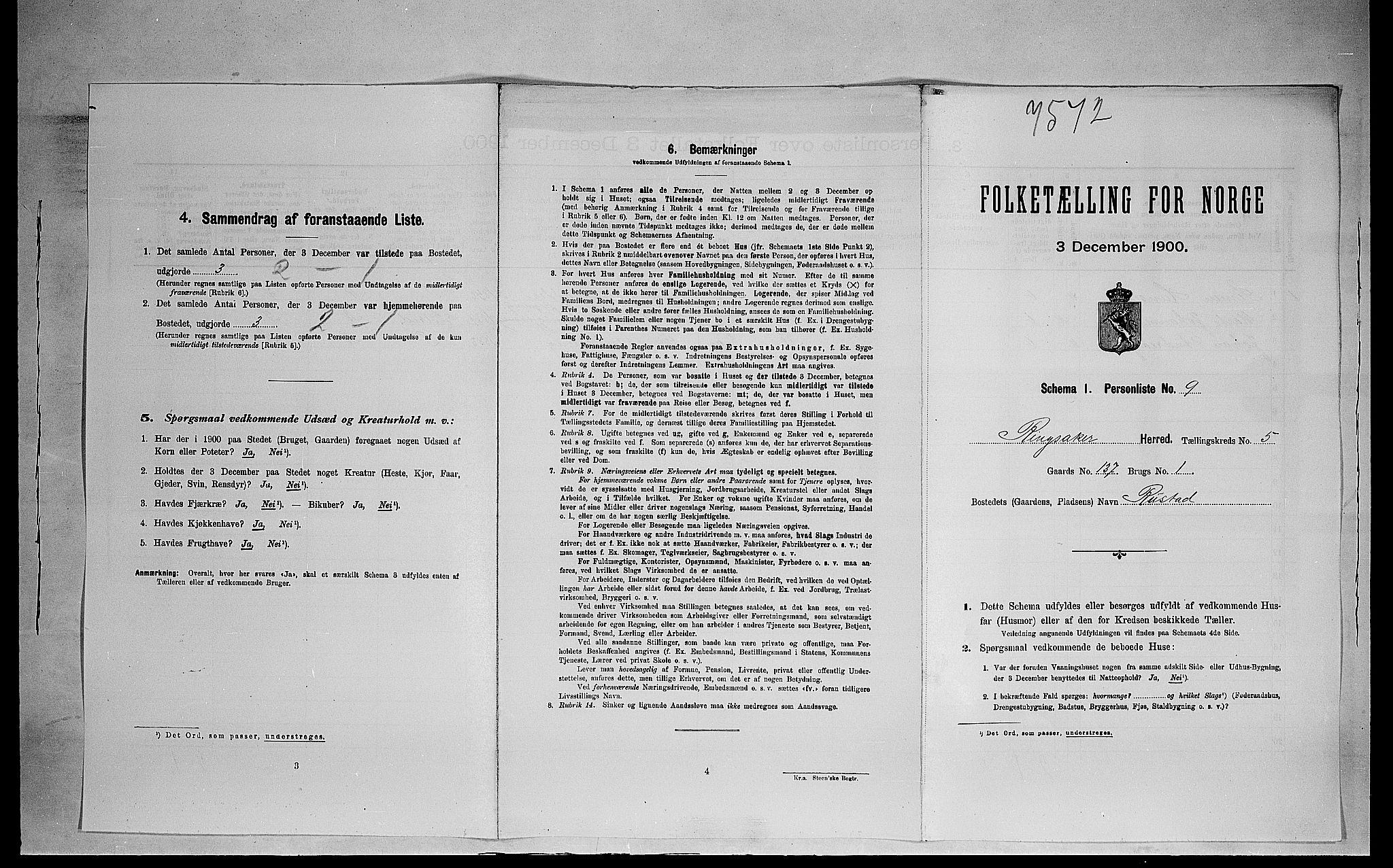 SAH, 1900 census for Ringsaker, 1900, p. 1065