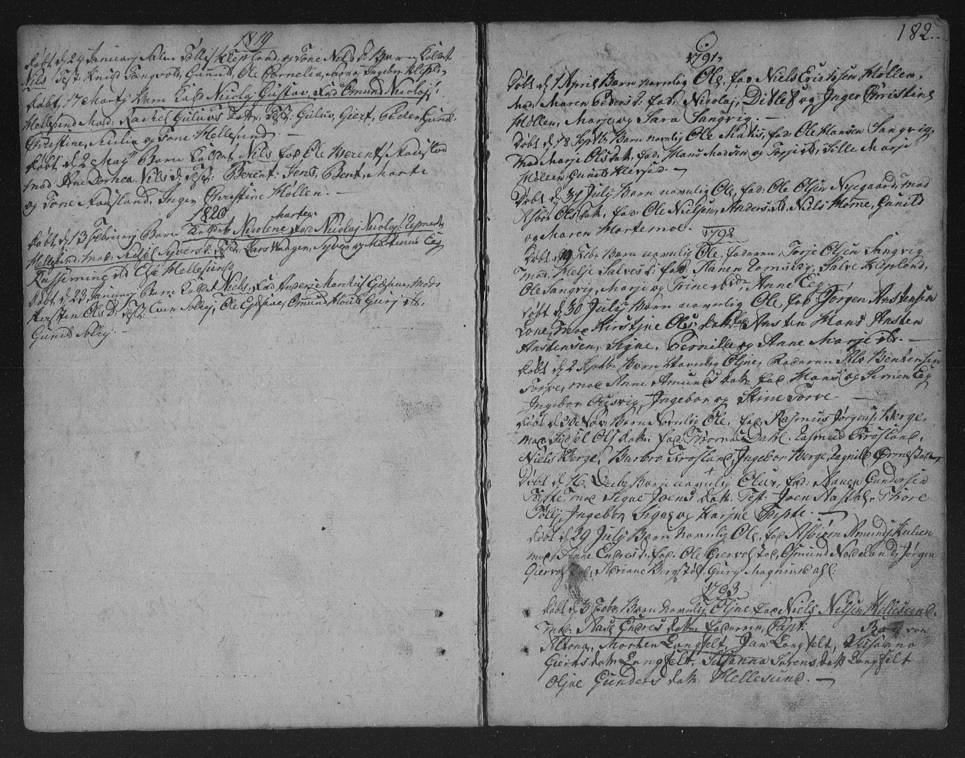 Søgne sokneprestkontor, SAK/1111-0037/F/Fa/Fab/L0005: Parish register (official) no. A 5, 1791-1820, p. 182