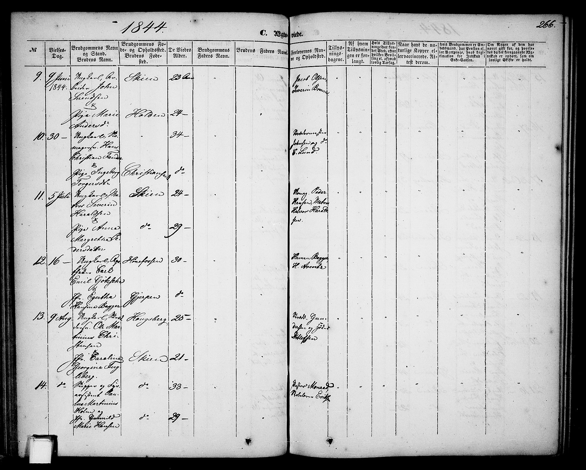 Skien kirkebøker, AV/SAKO-A-302/G/Ga/L0004: Parish register (copy) no. 4, 1843-1867, p. 266