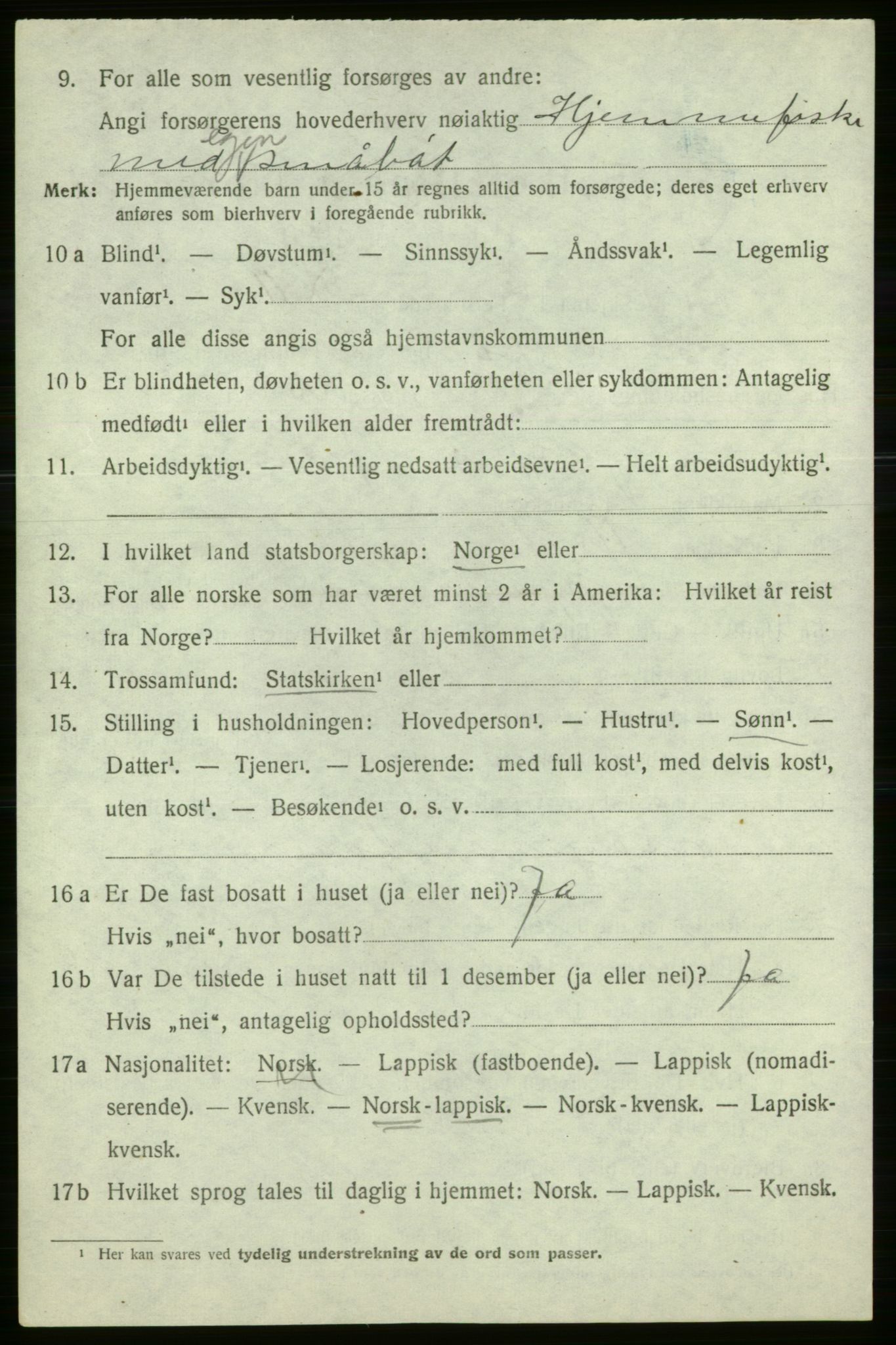 SATØ, 1920 census for Loppa, 1920, p. 1011