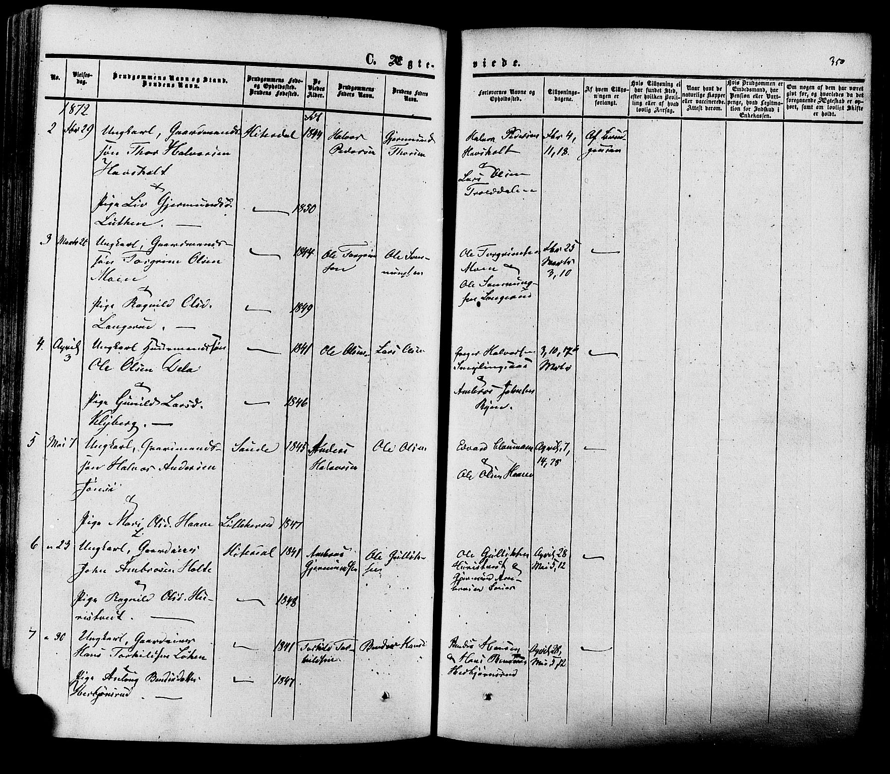 Heddal kirkebøker, SAKO/A-268/F/Fa/L0007: Parish register (official) no. I 7, 1855-1877, p. 350
