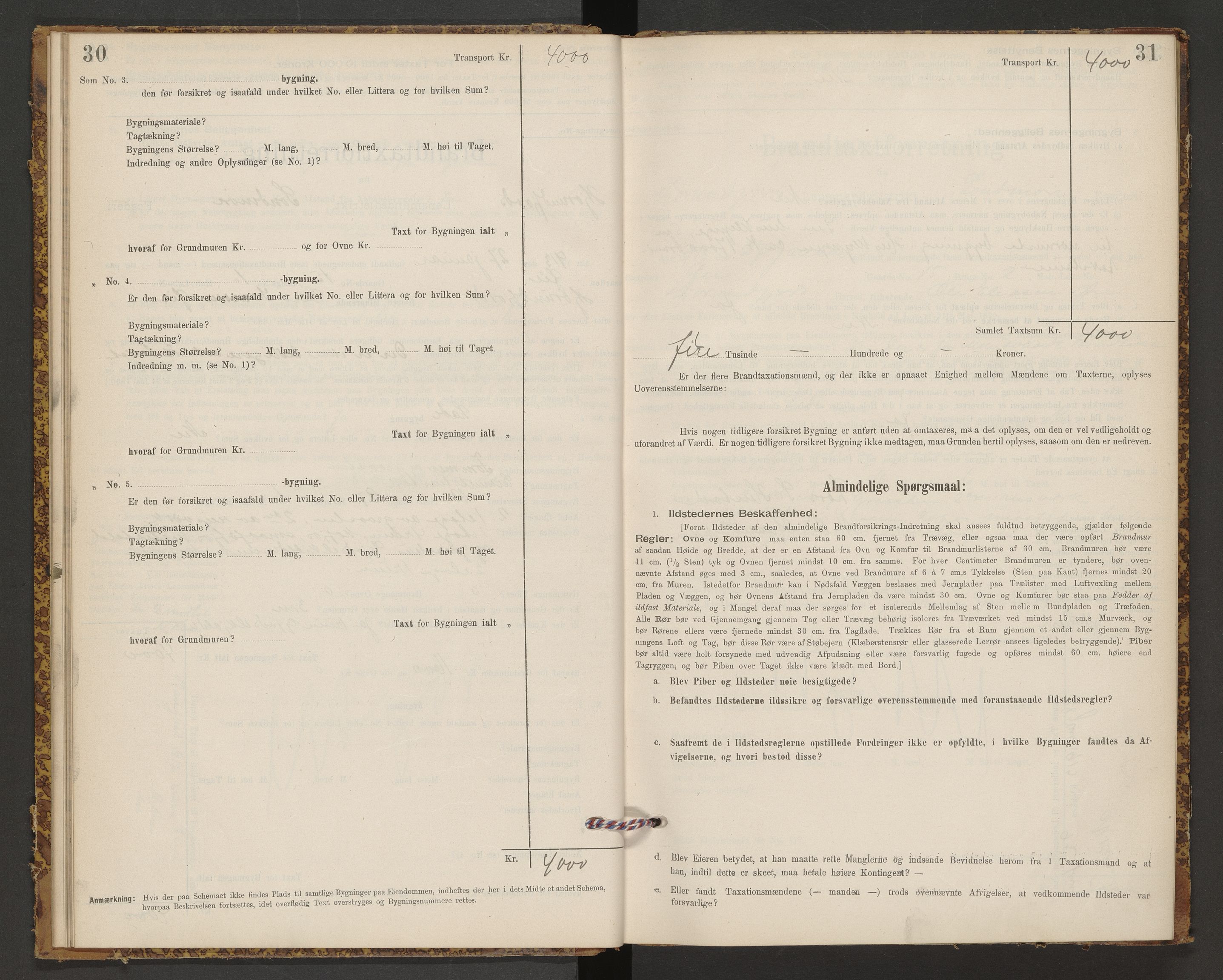 Norges Brannkasse Hjørundfjord, AV/SAT-A-5490/F/Fb/L0001: Branntakstprotokoll, 1911-1949, p. 30-31