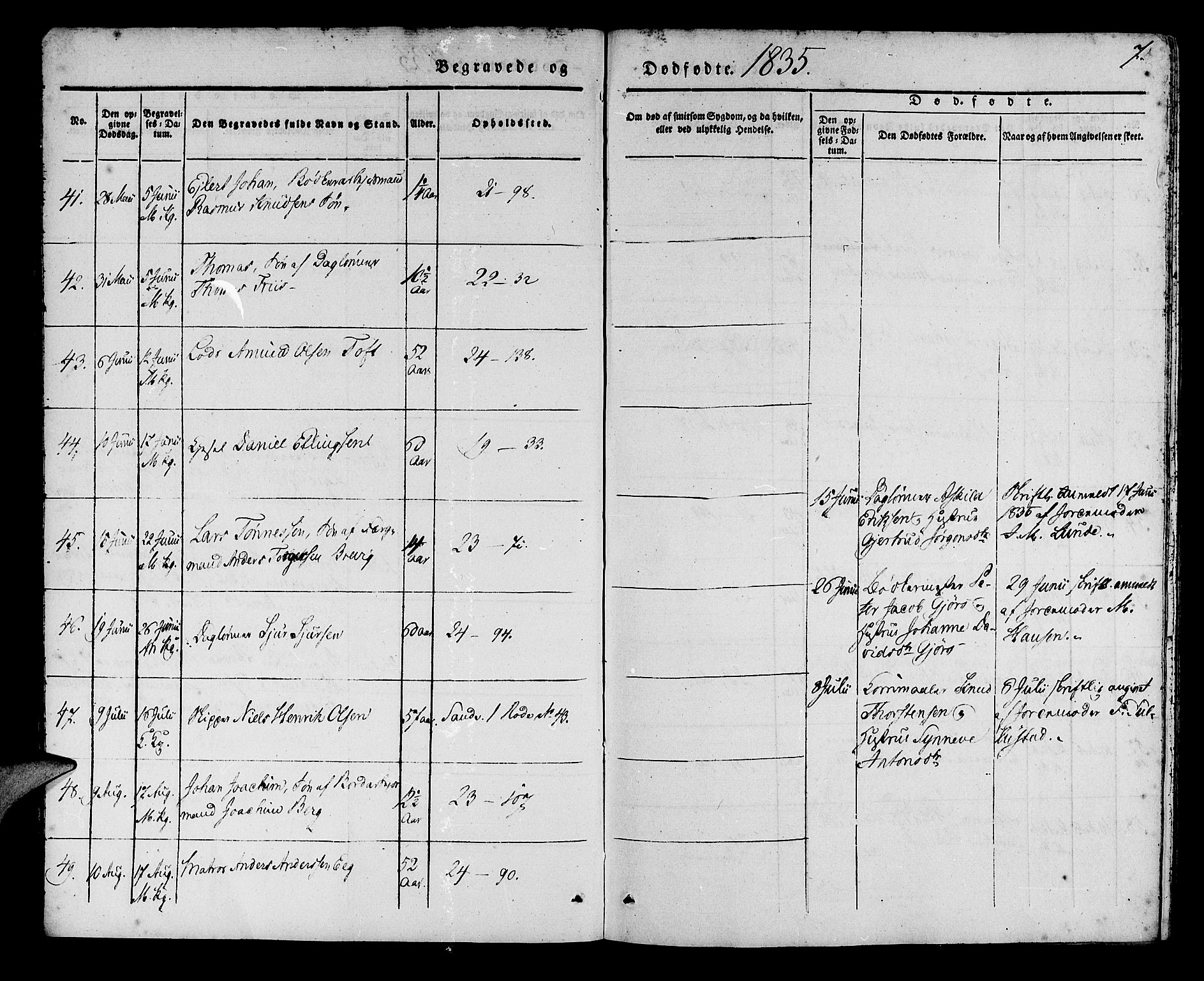 Korskirken sokneprestembete, AV/SAB-A-76101/H/Haa/L0043: Parish register (official) no. E 1, 1834-1848, p. 7