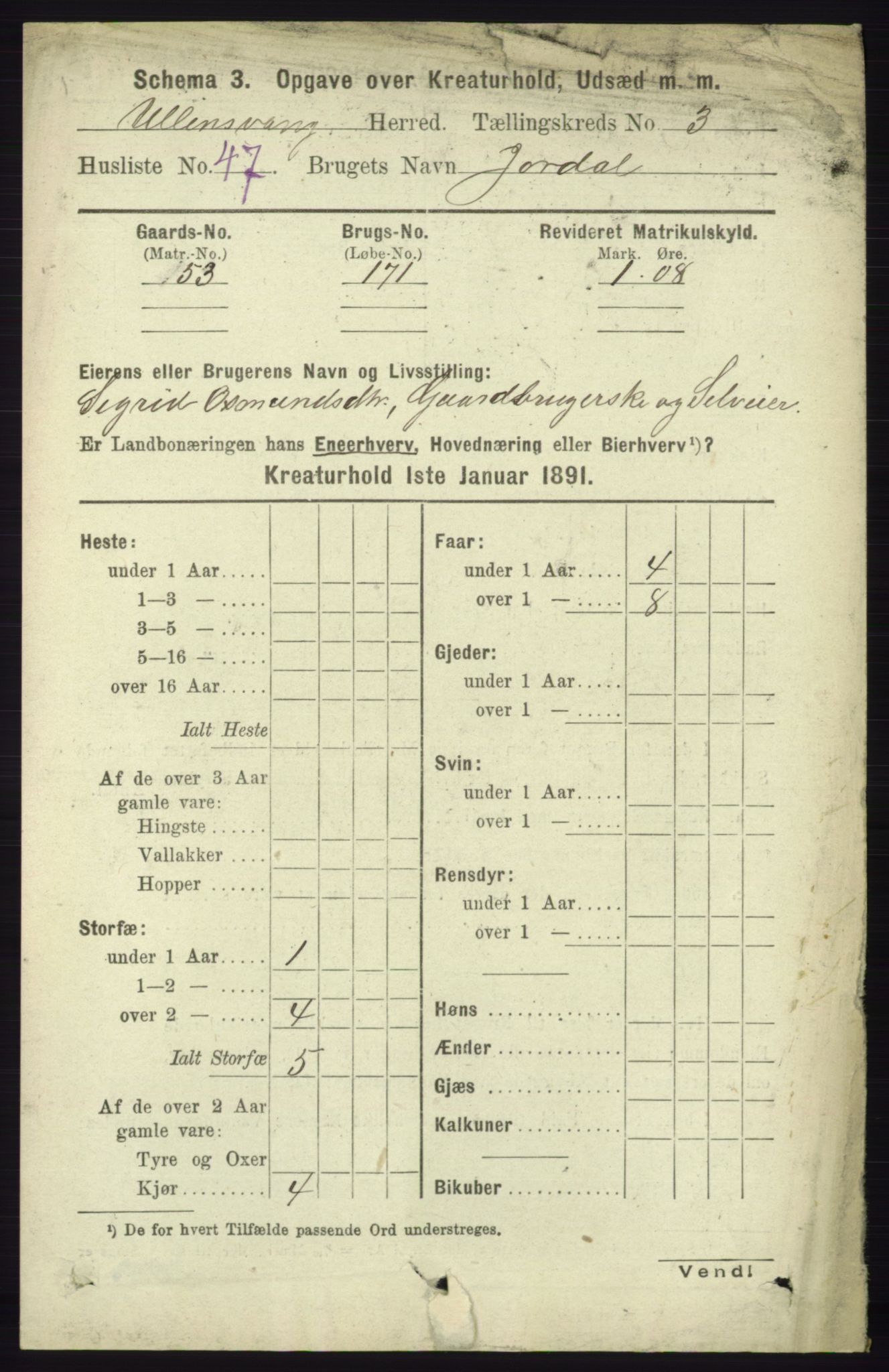 RA, 1891 census for 1230 Ullensvang, 1891, p. 6903