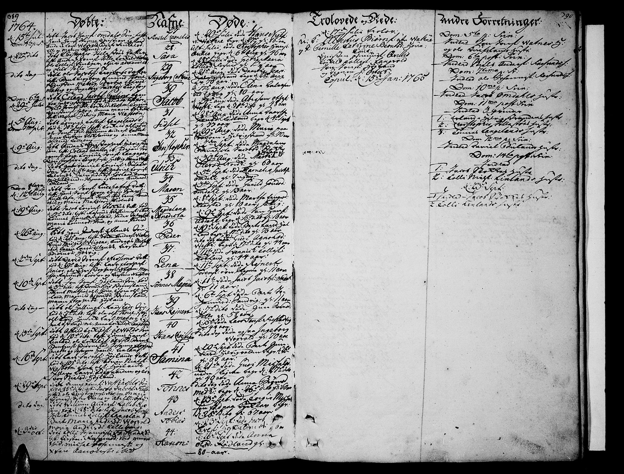 Lista sokneprestkontor, AV/SAK-1111-0027/F/Fa/L0003: Parish register (official) no. A 3 /1, 1743-1767, p. 389-390