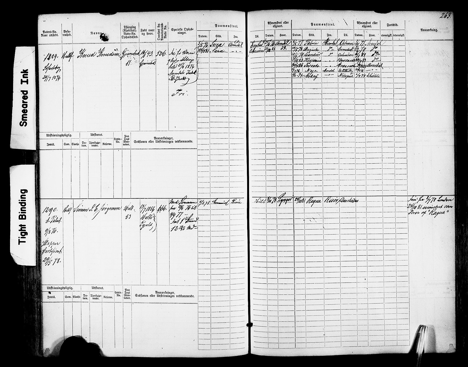 Risør mønstringskrets, SAK/2031-0010/F/Fb/L0011: Hovedrulle nr 771-1527, T-10, 1861-1884, p. 267