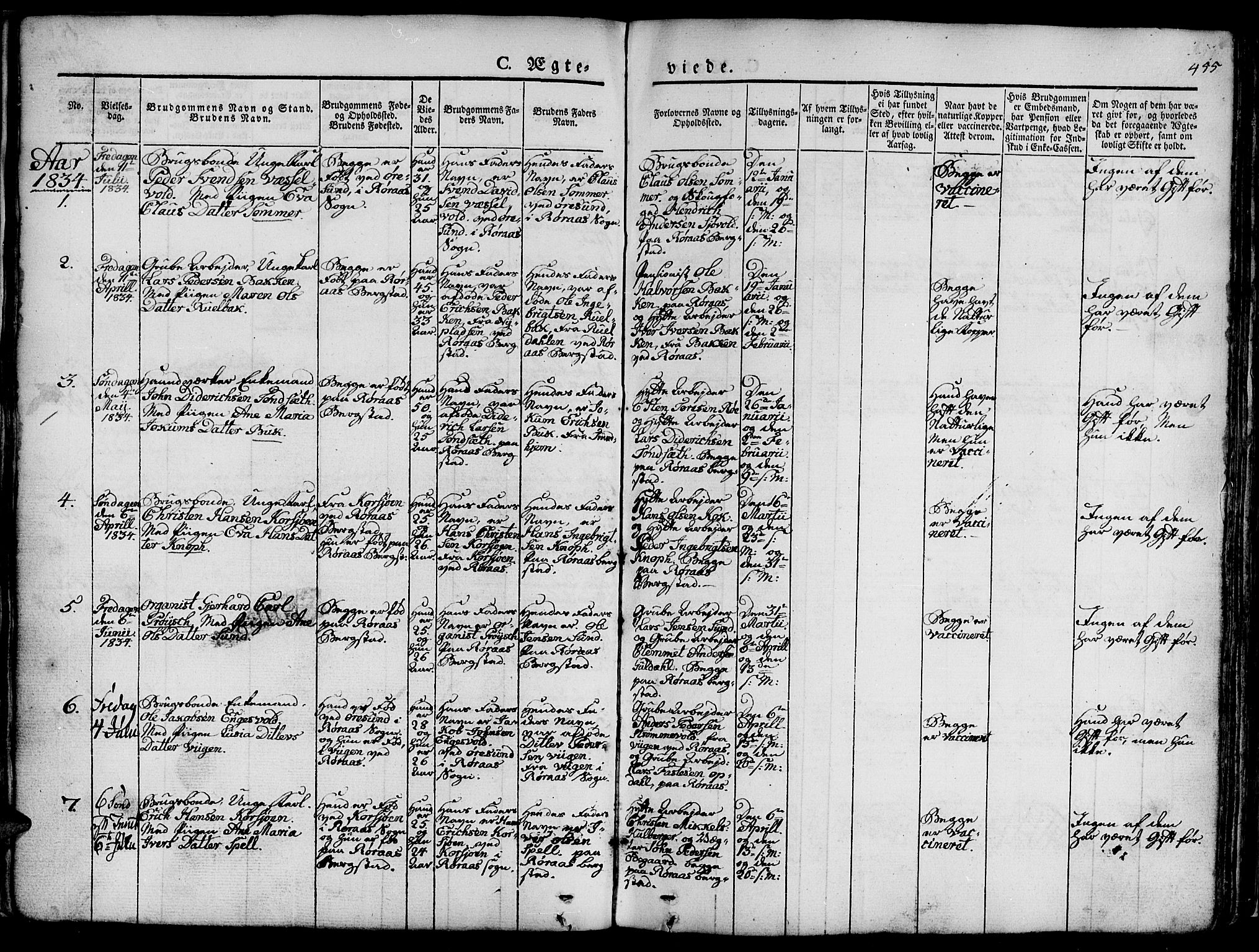 Ministerialprotokoller, klokkerbøker og fødselsregistre - Sør-Trøndelag, SAT/A-1456/681/L0939: Parish register (copy) no. 681C03, 1829-1855, p. 455
