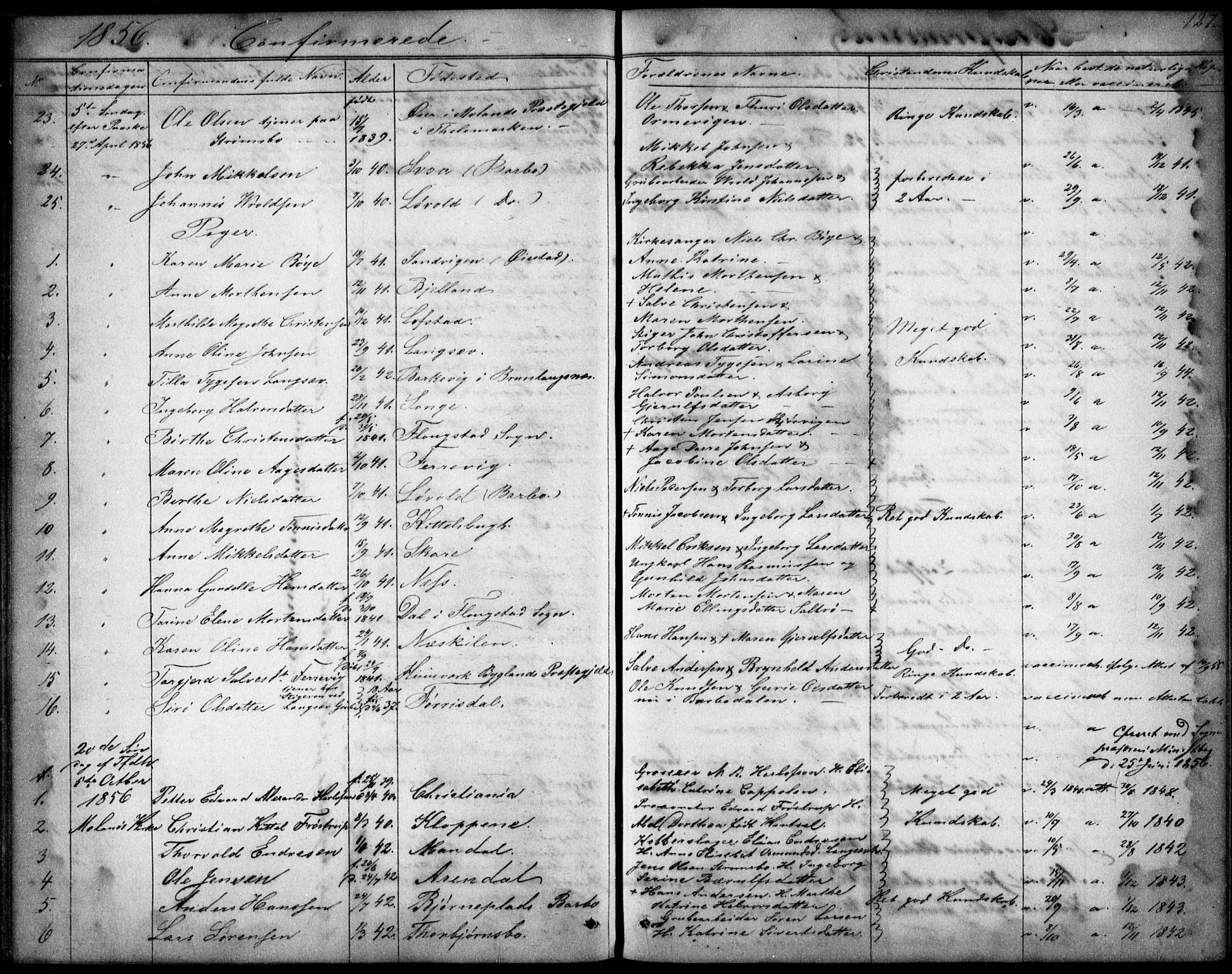 Tromøy sokneprestkontor, AV/SAK-1111-0041/F/Fb/L0002: Parish register (copy) no. B 2, 1851-1858, p. 127