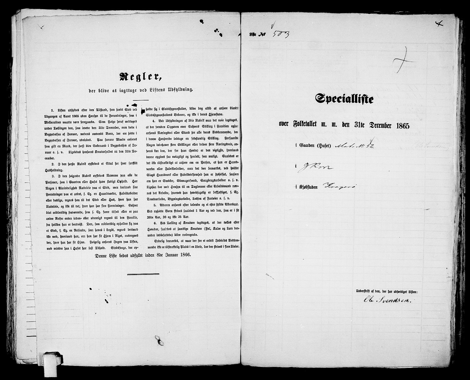 RA, 1865 census for Kragerø/Kragerø, 1865, p. 1022