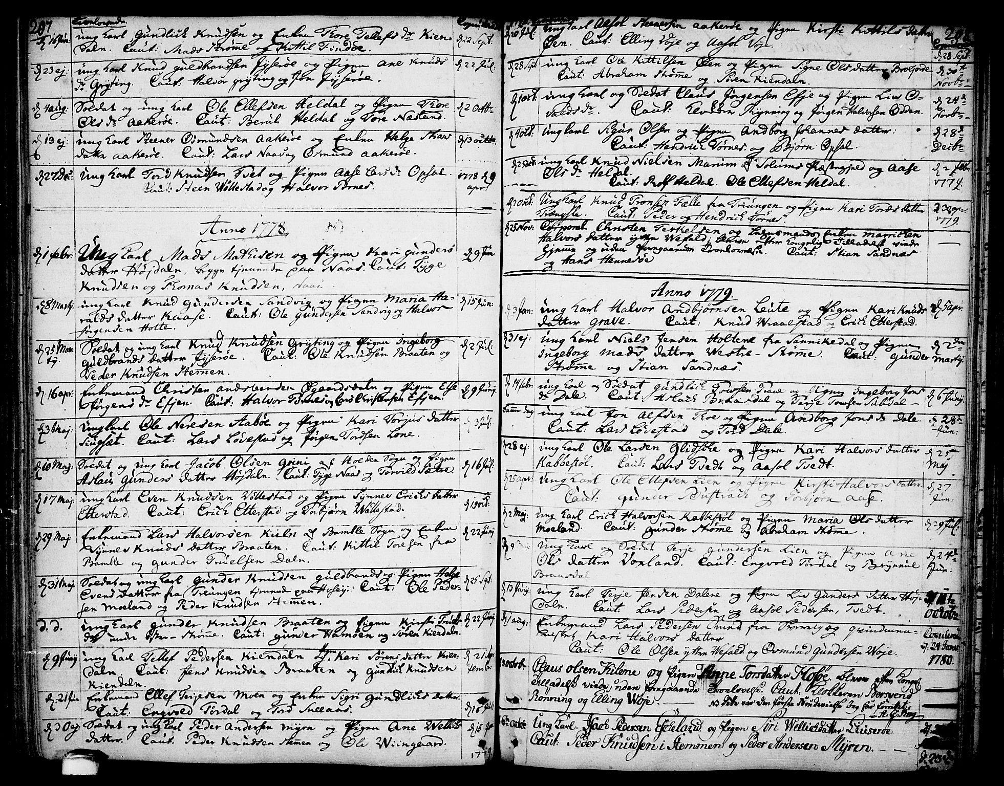 Drangedal kirkebøker, AV/SAKO-A-258/F/Fa/L0003: Parish register (official) no. 3, 1768-1814, p. 207-208