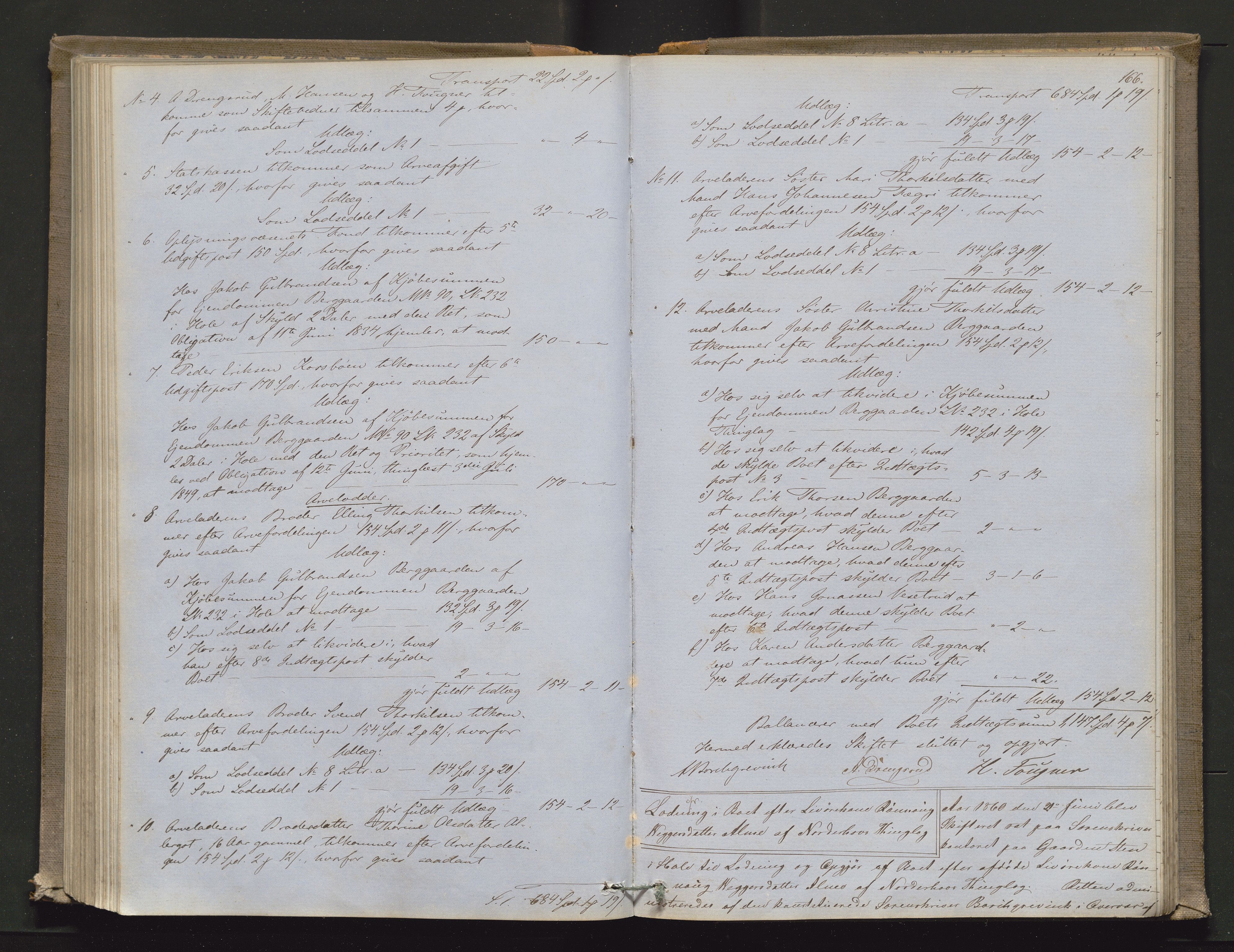Ringerike sorenskriveri, AV/SAKO-A-105/H/Hb/Hbd/Hbda/L0004: Skifteutlodningsprotokoll, 1857-1862, p. 165b-166a