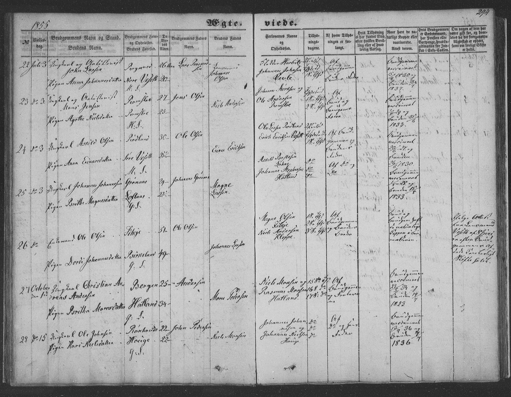 Haus sokneprestembete, SAB/A-75601/H/Haa: Parish register (official) no. A 16 II, 1848-1857, p. 294