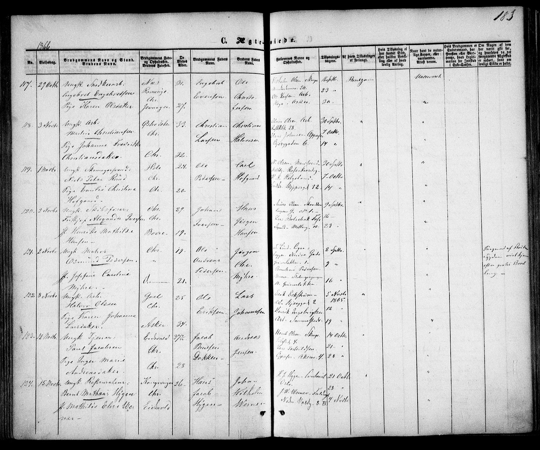 Trefoldighet prestekontor Kirkebøker, AV/SAO-A-10882/F/Fc/L0001: Parish register (official) no. III 1, 1858-1874, p. 183