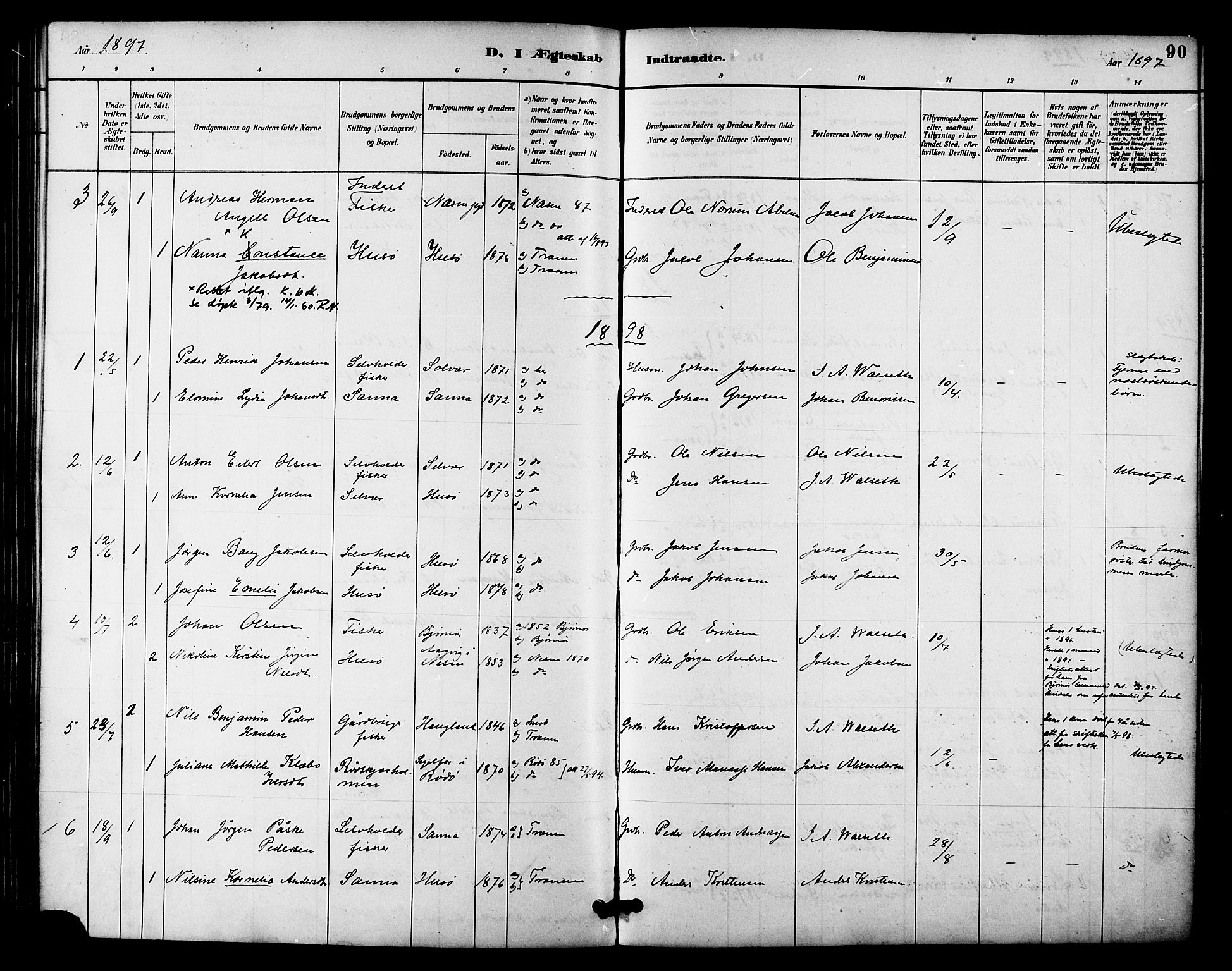 Ministerialprotokoller, klokkerbøker og fødselsregistre - Nordland, SAT/A-1459/840/L0580: Parish register (official) no. 840A02, 1887-1909, p. 90