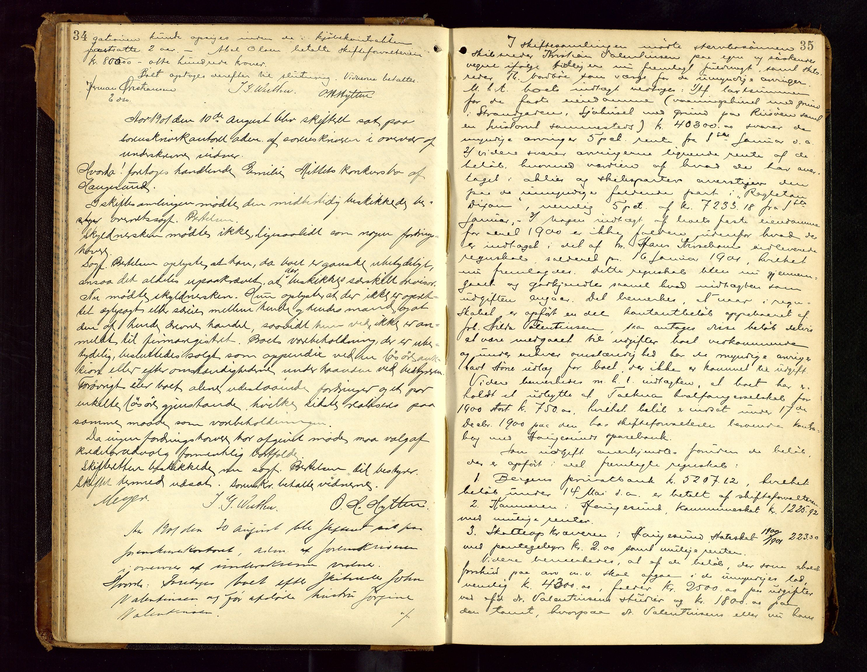 Haugesund tingrett, AV/SAST-A-101415/01/IV/IVC/L0001: Skifteforhandlingsprotokoll, med register, 1900-1912, p. 34-35