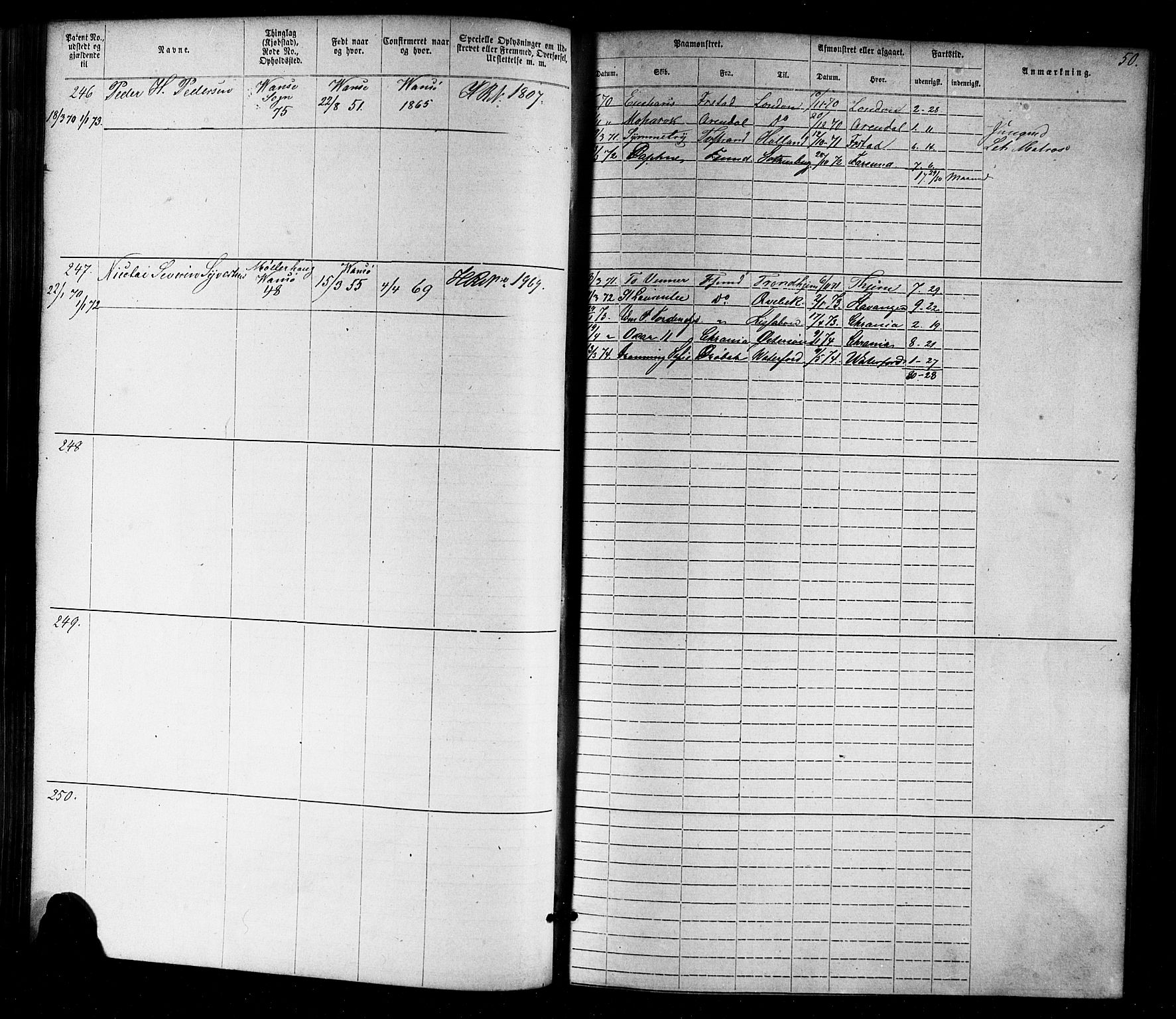 Farsund mønstringskrets, SAK/2031-0017/F/Fa/L0005: Annotasjonsrulle nr 1-1910 med register, Z-2, 1869-1877, p. 76