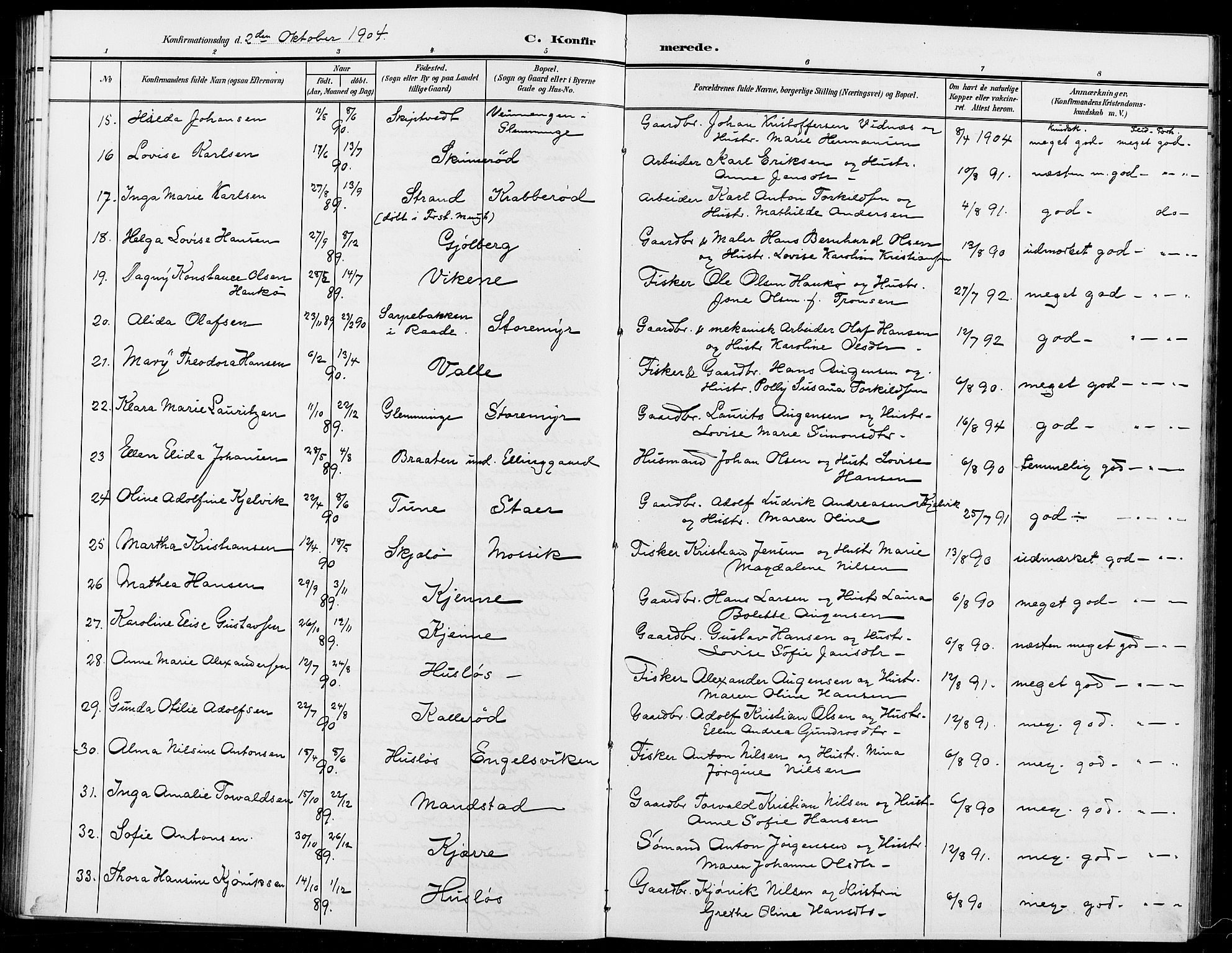Onsøy prestekontor Kirkebøker, AV/SAO-A-10914/G/Ga/L0002: Parish register (copy) no. I 2, 1903-1909