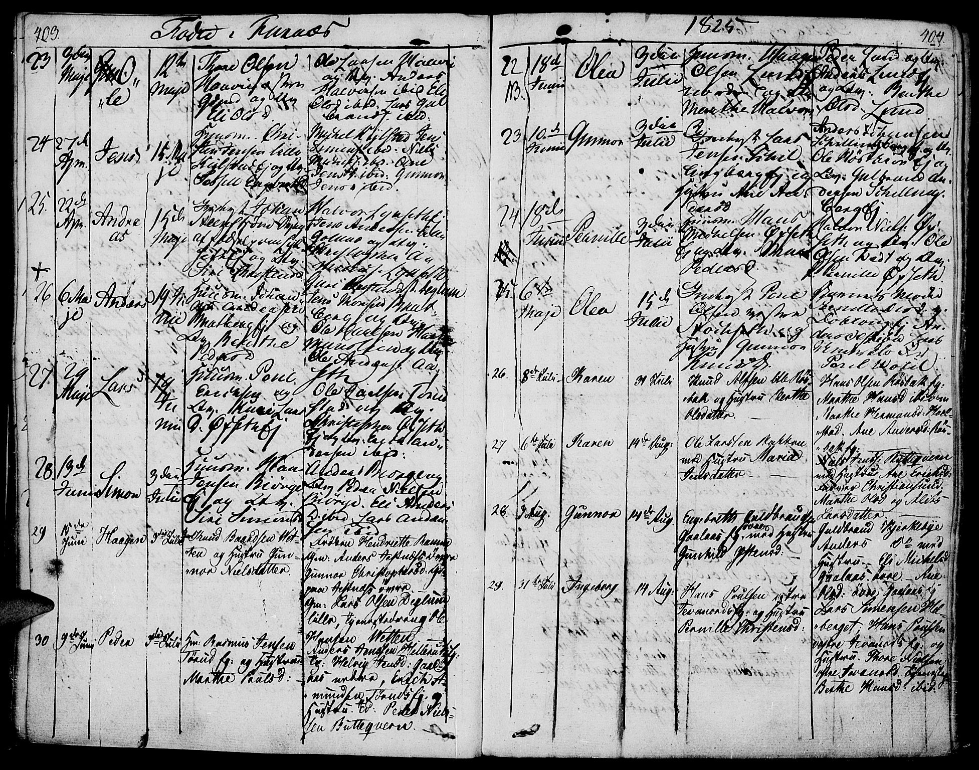 Vang prestekontor, Hedmark, AV/SAH-PREST-008/H/Ha/Haa/L0006: Parish register (official) no. 6 /2, 1810-1827, p. 403-404