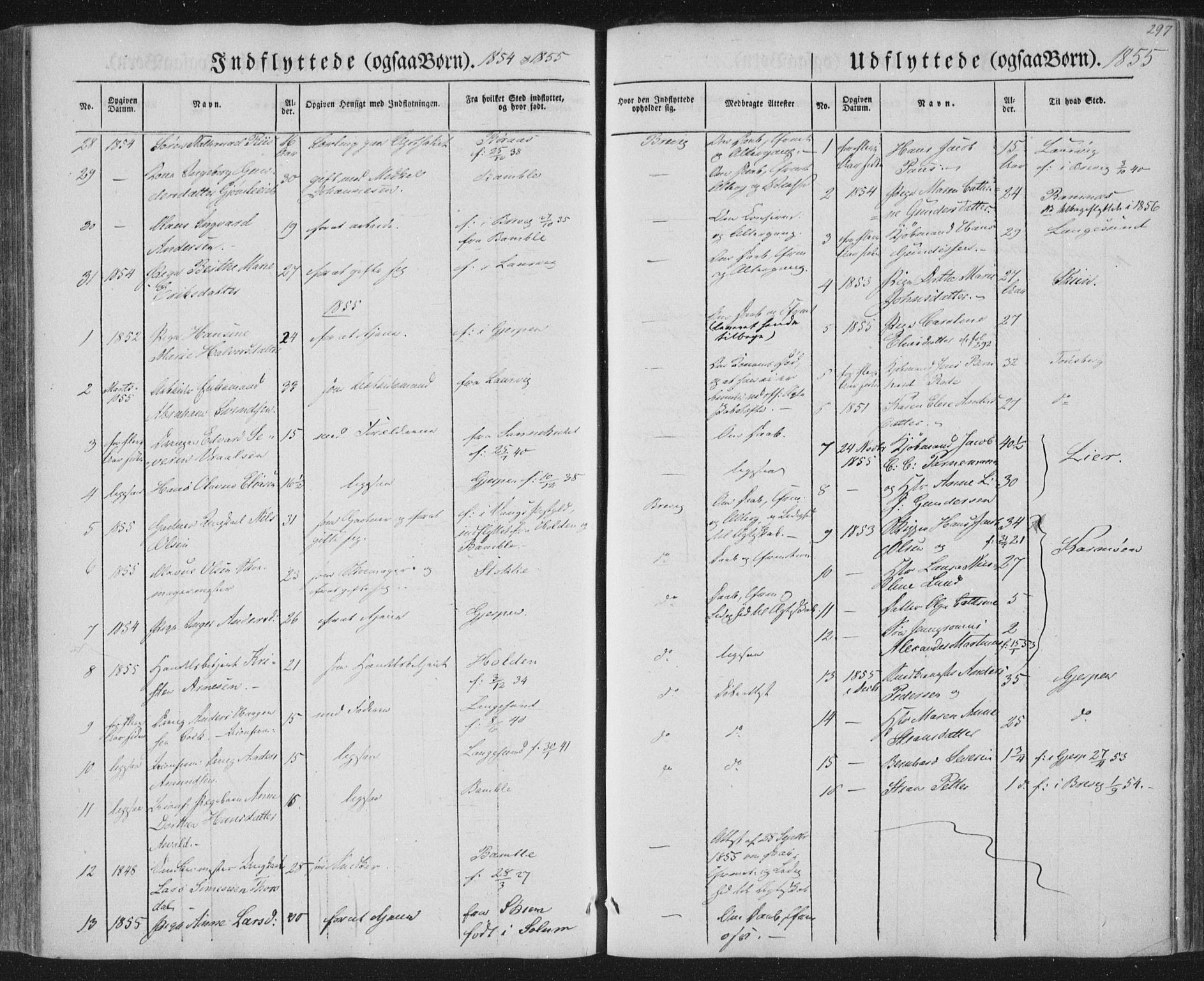 Brevik kirkebøker, AV/SAKO-A-255/F/Fa/L0005: Parish register (official) no. 5, 1847-1865, p. 297