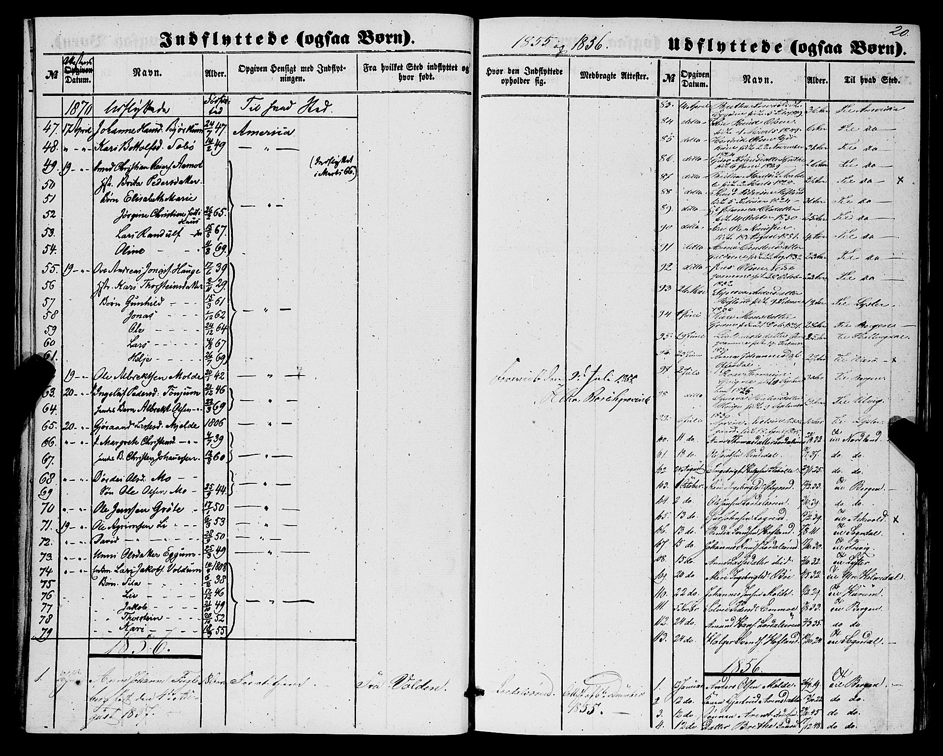 Lærdal sokneprestembete, SAB/A-81201: Parish register (official) no. A 17, 1851-1877, p. 20