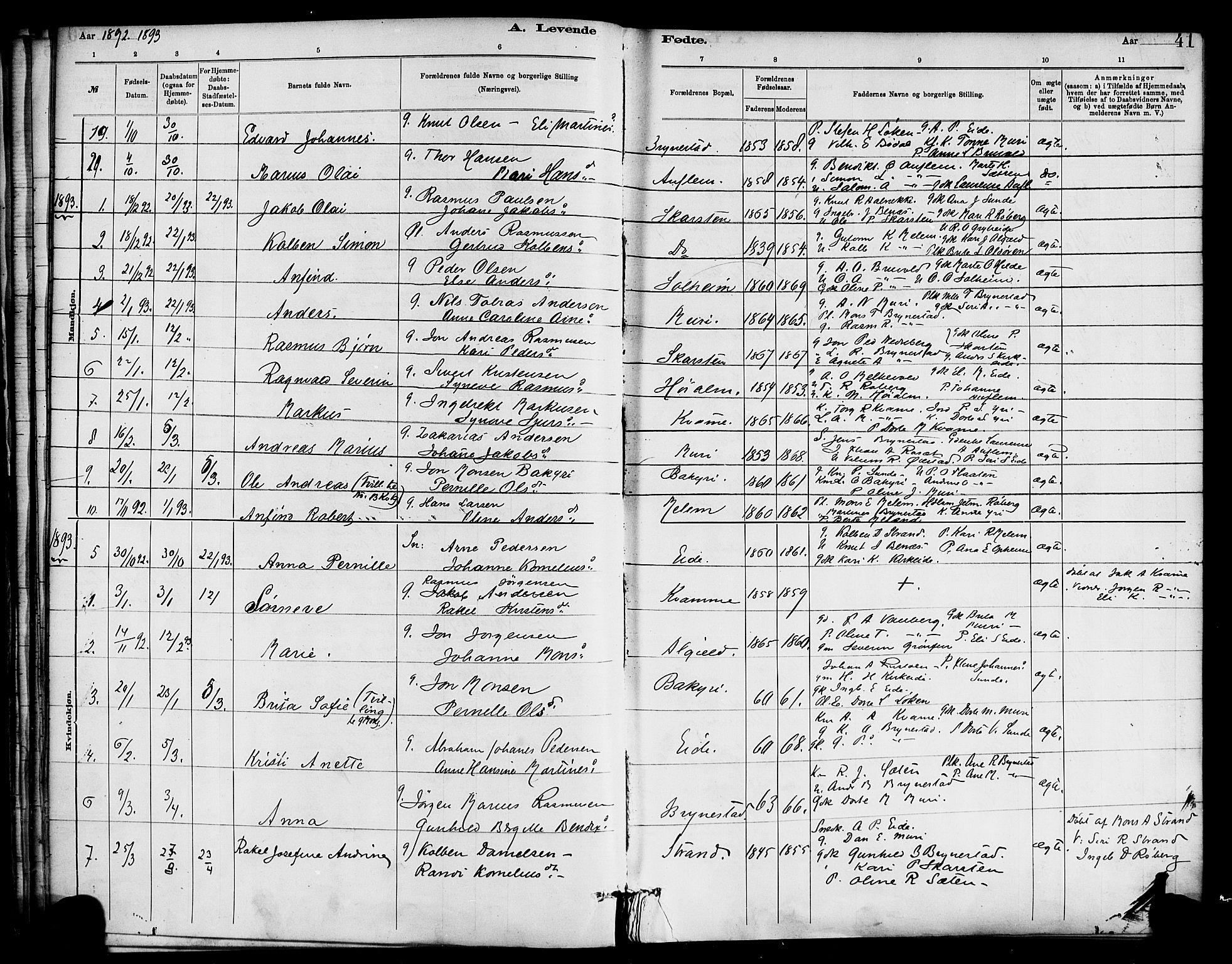 Innvik sokneprestembete, AV/SAB-A-80501: Parish register (official) no. C 1, 1879-1900, p. 41