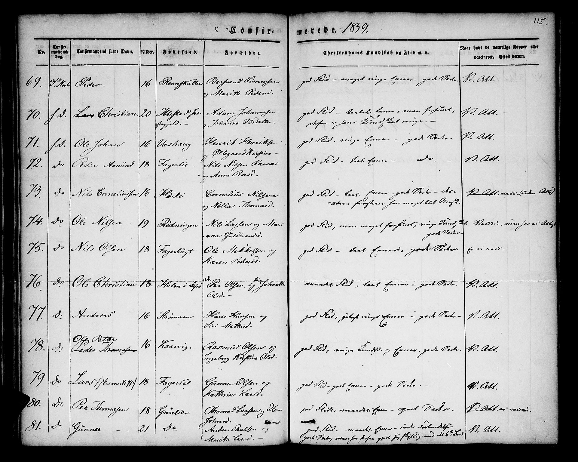 Lenvik sokneprestembete, SATØ/S-1310/H/Ha/Haa/L0004kirke: Parish register (official) no. 4, 1832-1844, p. 115