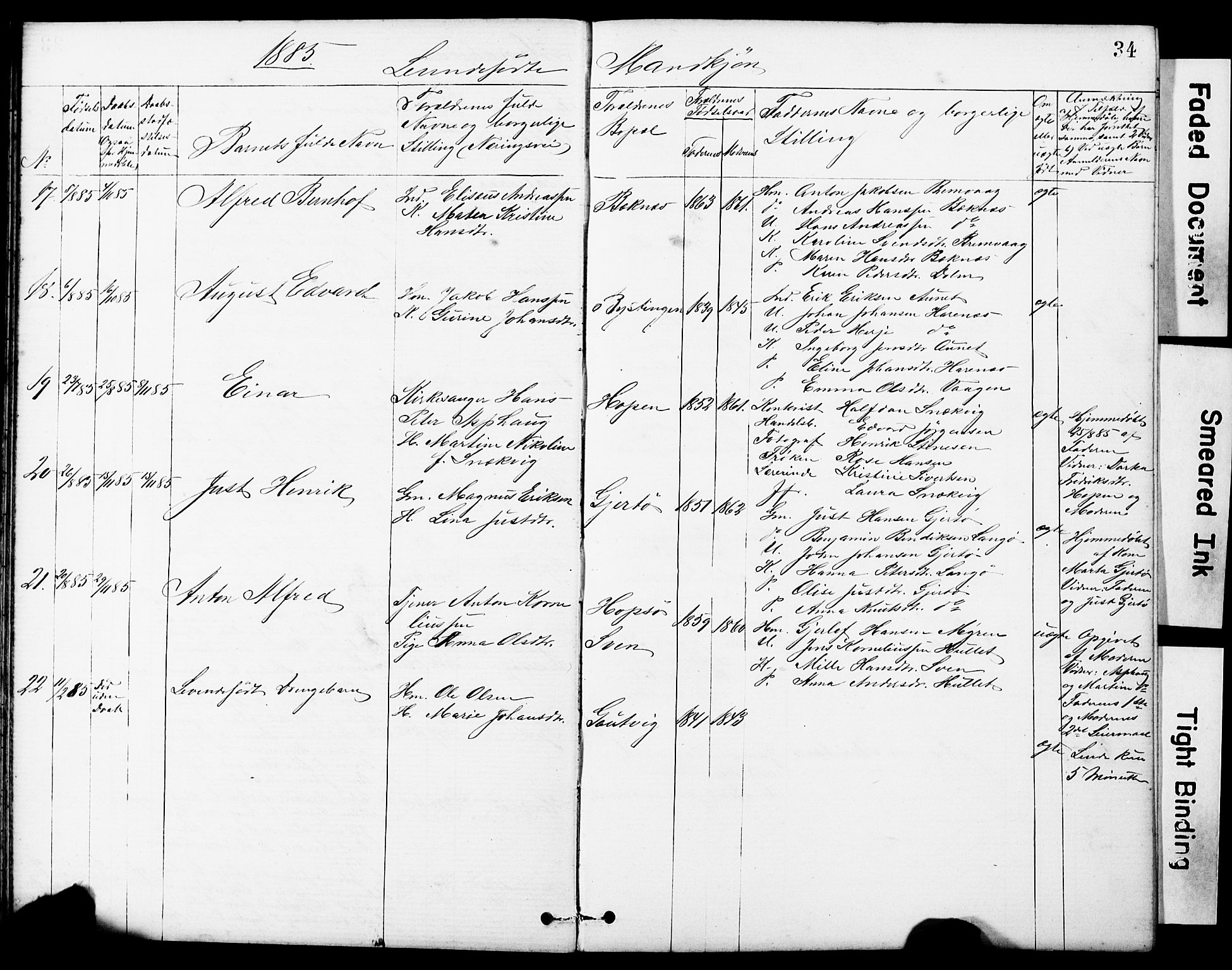 Ministerialprotokoller, klokkerbøker og fødselsregistre - Sør-Trøndelag, SAT/A-1456/634/L0541: Parish register (copy) no. 634C03, 1874-1891, p. 34