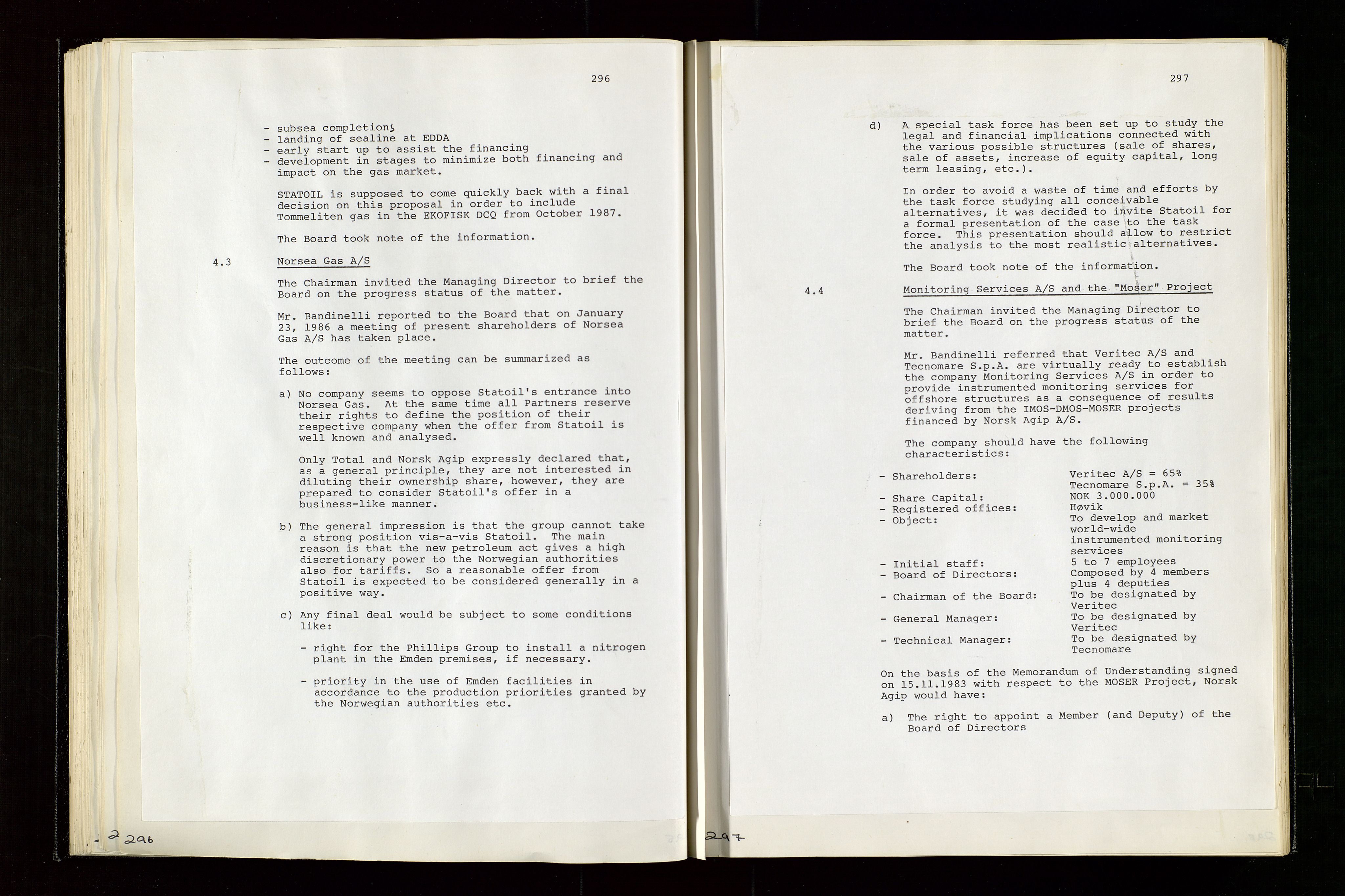 Pa 1583 - Norsk Agip AS, AV/SAST-A-102138/A/Aa/L0003: Board of Directors meeting minutes, 1979-1983, p. 296-297