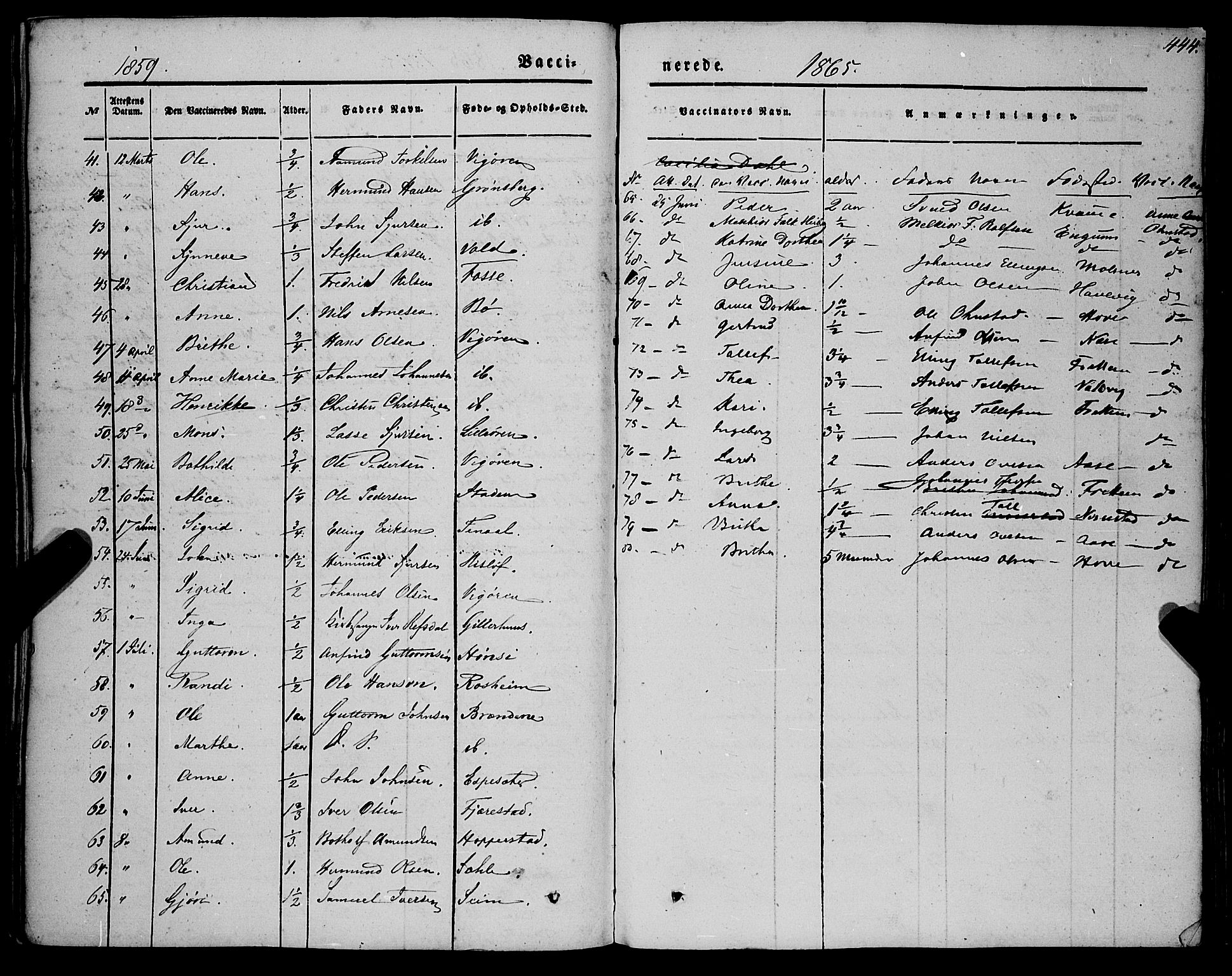 Vik sokneprestembete, SAB/A-81501: Parish register (official) no. A 8, 1846-1865, p. 444
