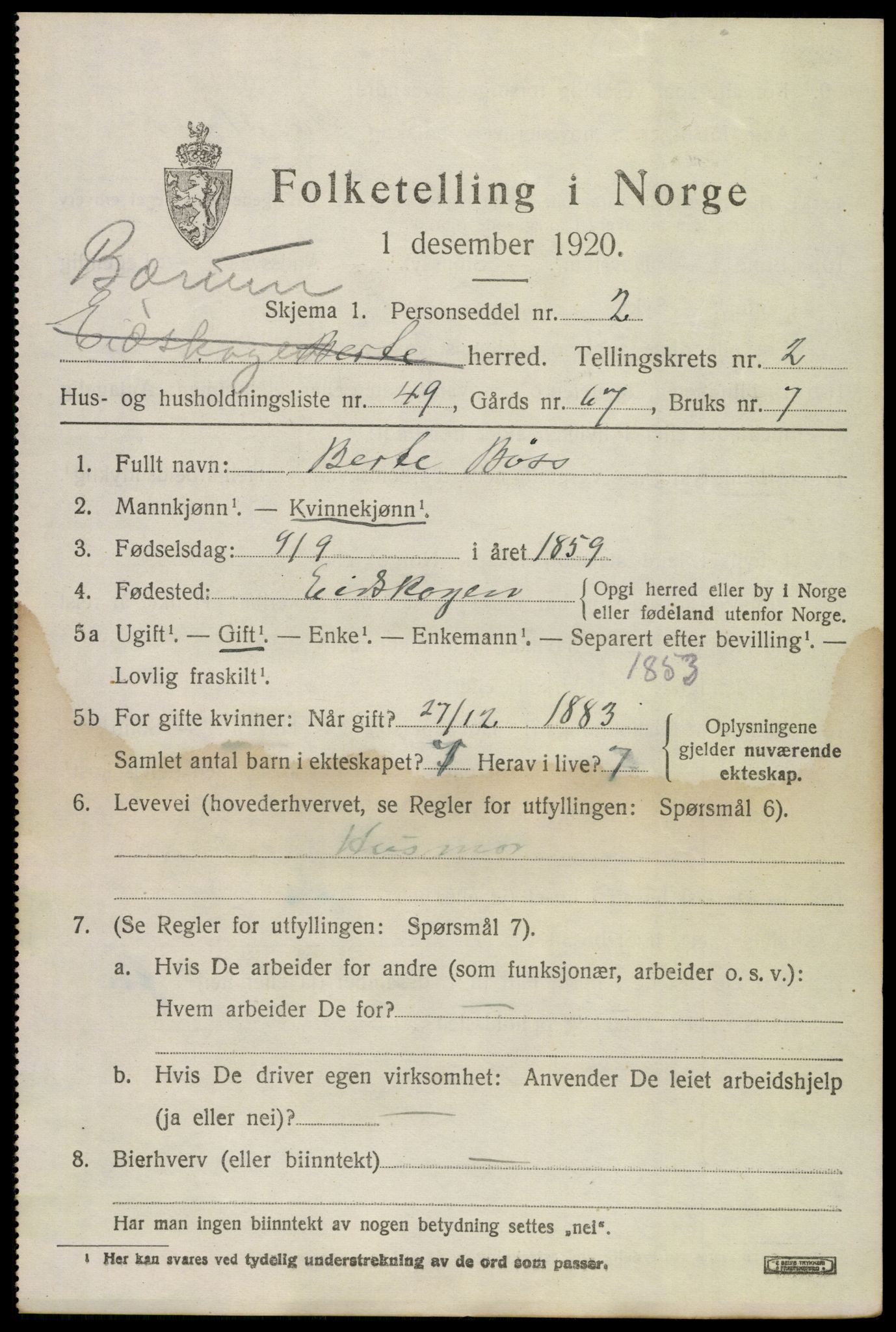 SAO, 1920 census for Blaker, 1920, p. 1993