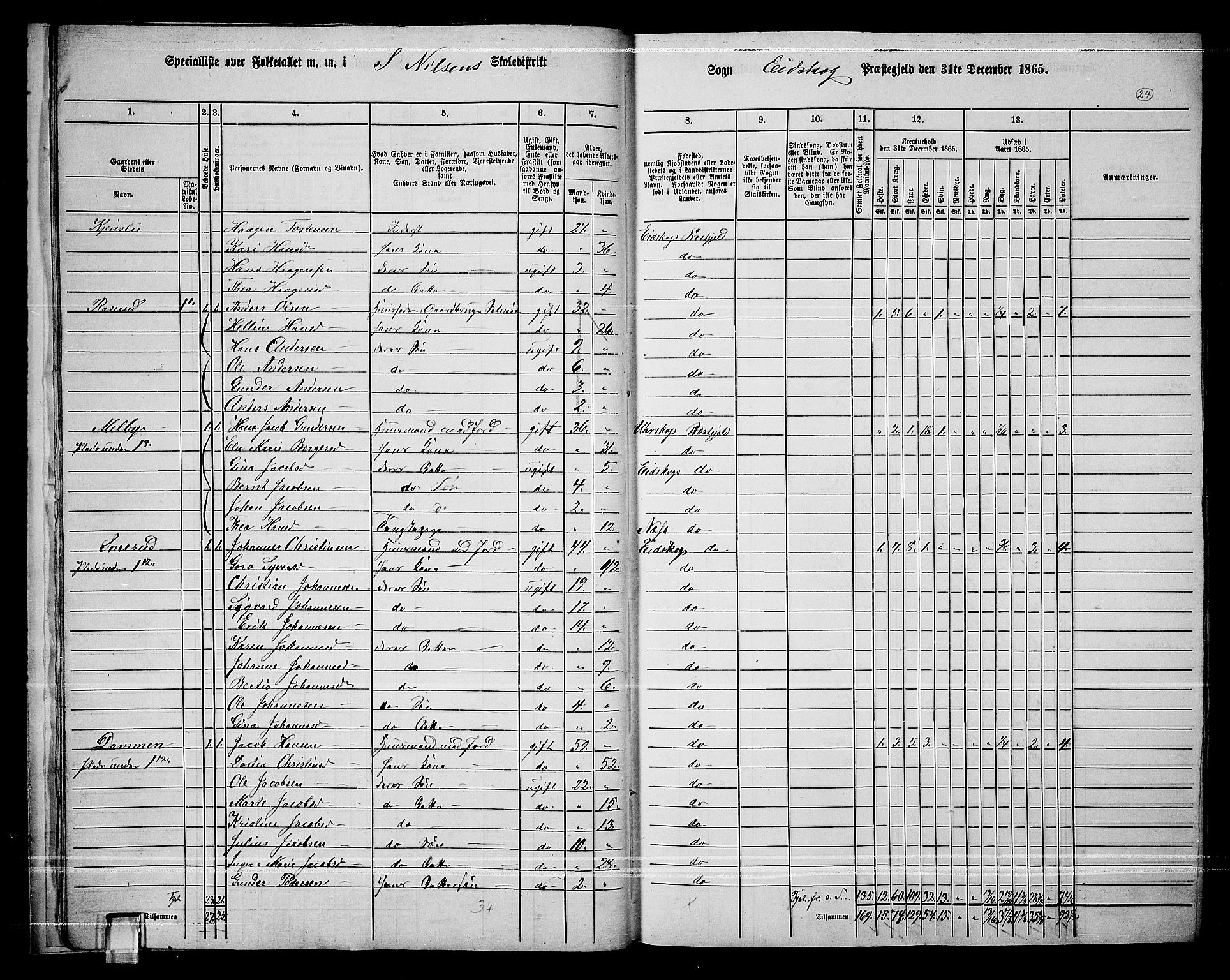 RA, 1865 census for Eidskog, 1865, p. 22