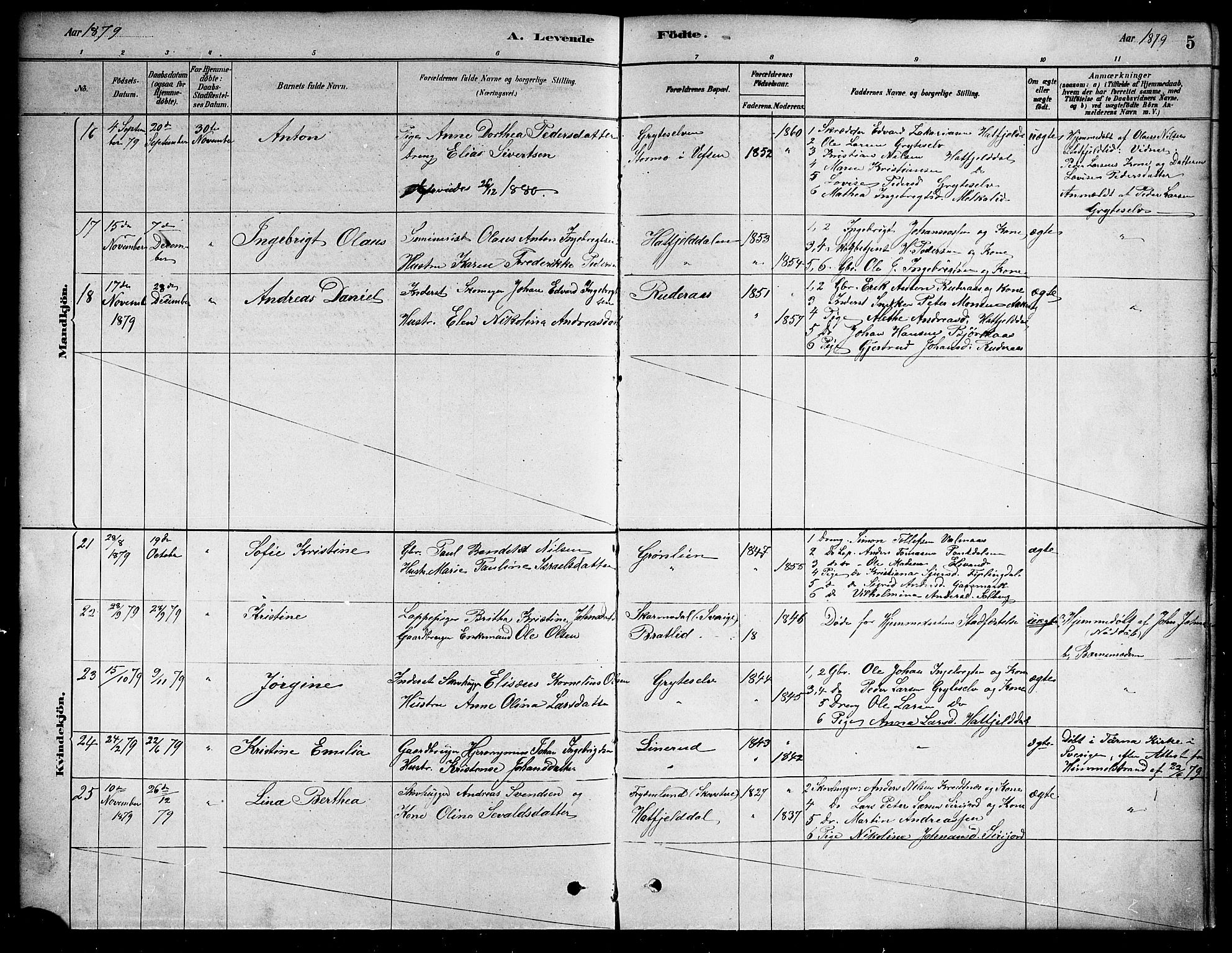 Ministerialprotokoller, klokkerbøker og fødselsregistre - Nordland, AV/SAT-A-1459/823/L0330: Parish register (copy) no. 823C02, 1879-1916, p. 5