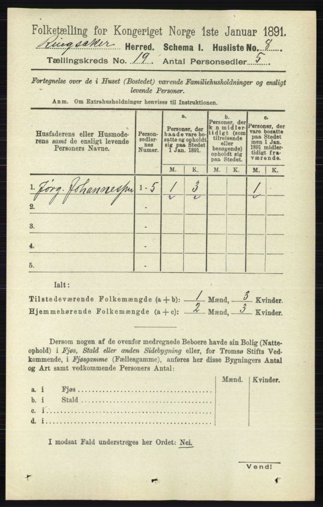 RA, 1891 census for 0412 Ringsaker, 1891, p. 10532