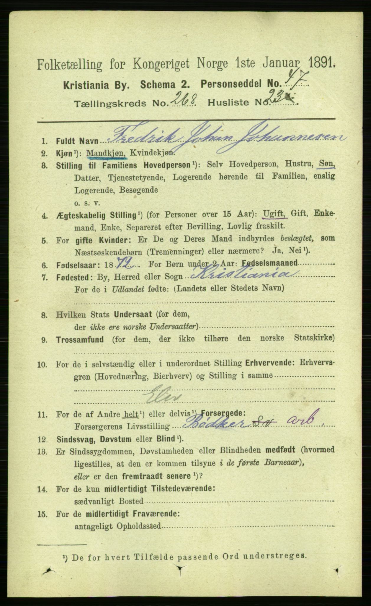 RA, 1891 census for 0301 Kristiania, 1891, p. 162789