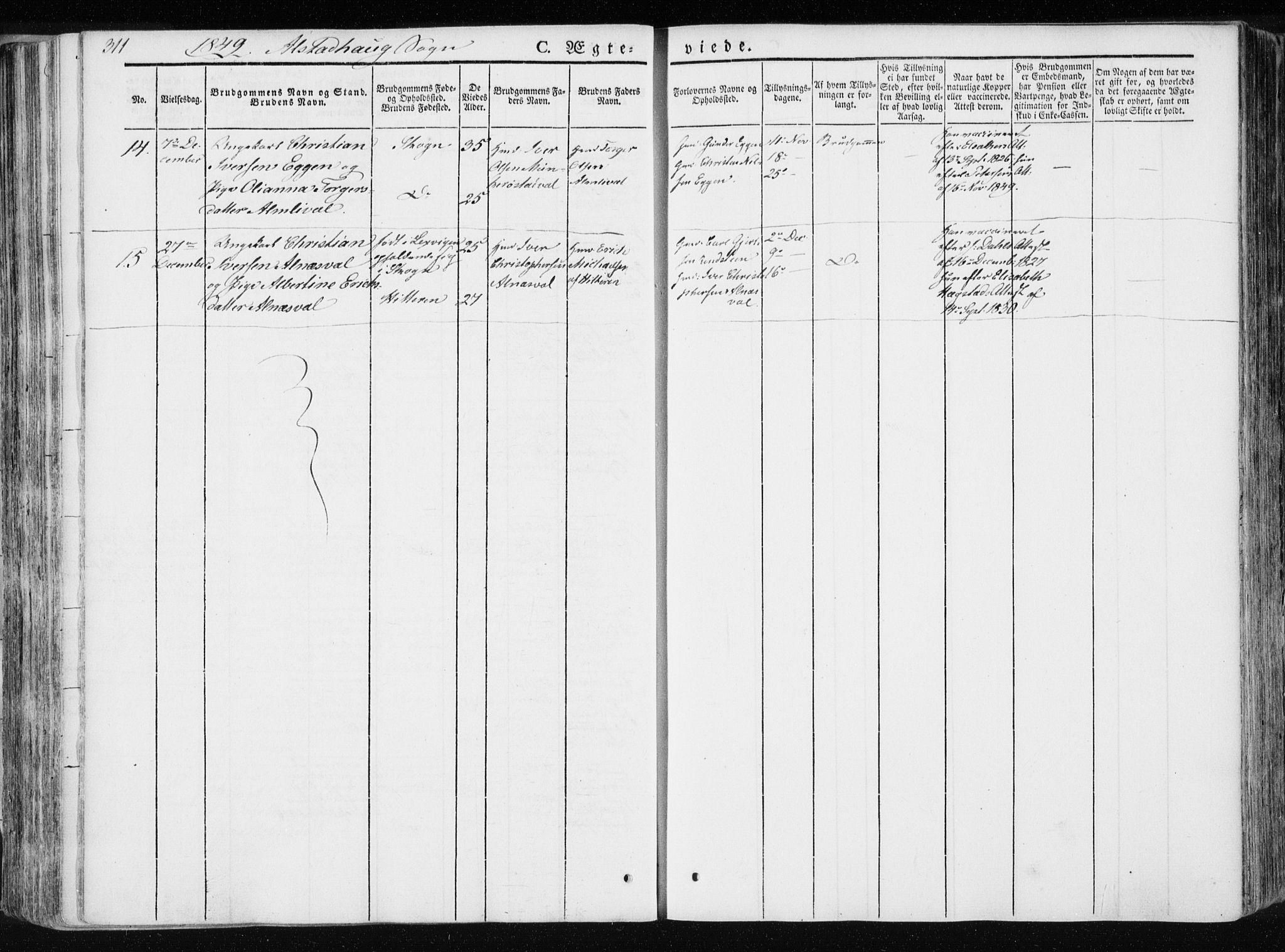 Ministerialprotokoller, klokkerbøker og fødselsregistre - Nord-Trøndelag, AV/SAT-A-1458/717/L0154: Parish register (official) no. 717A06 /1, 1836-1849, p. 311