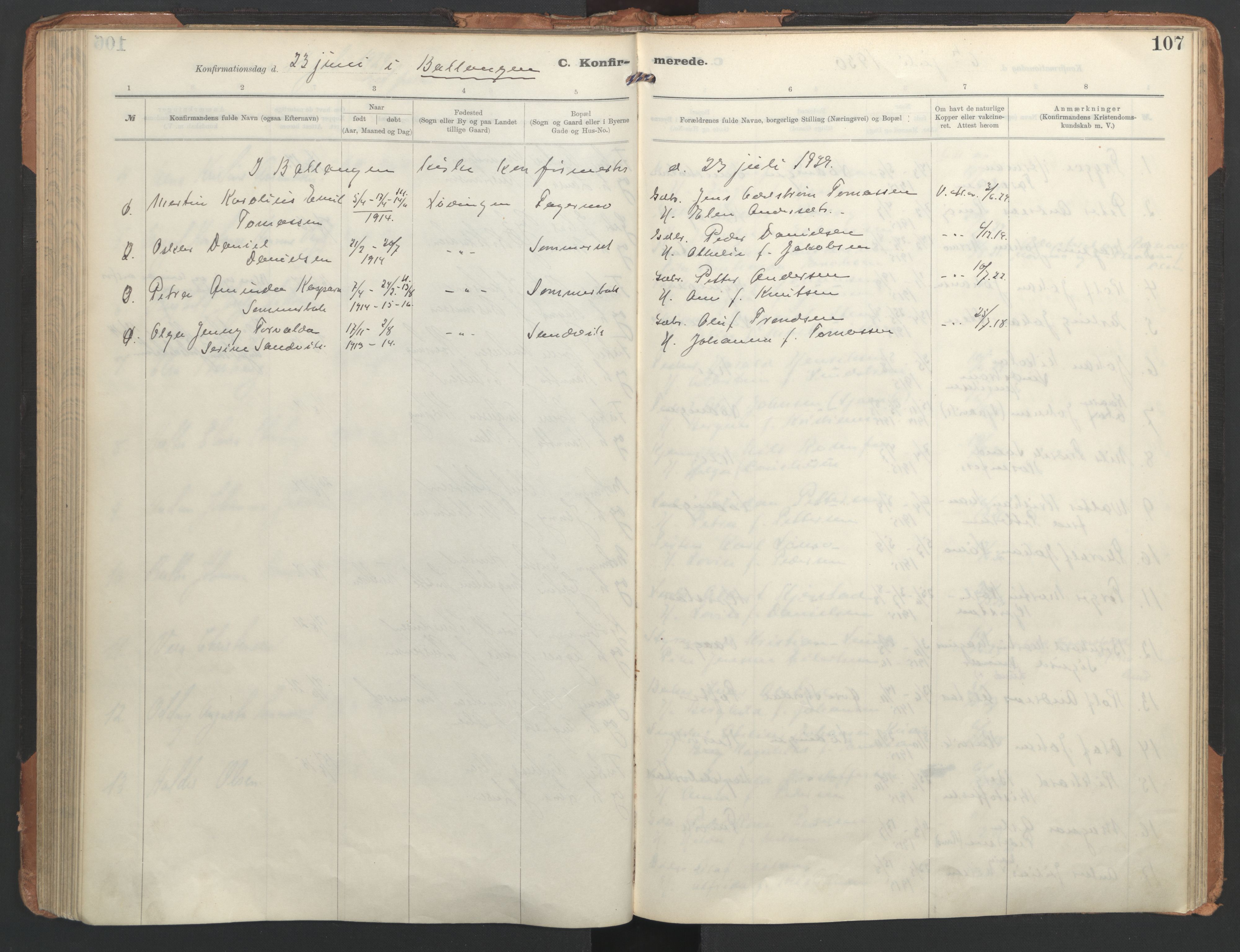 Ministerialprotokoller, klokkerbøker og fødselsregistre - Nordland, AV/SAT-A-1459/872/L1042: Parish register (official) no. 872A17, 1910-1937, p. 107