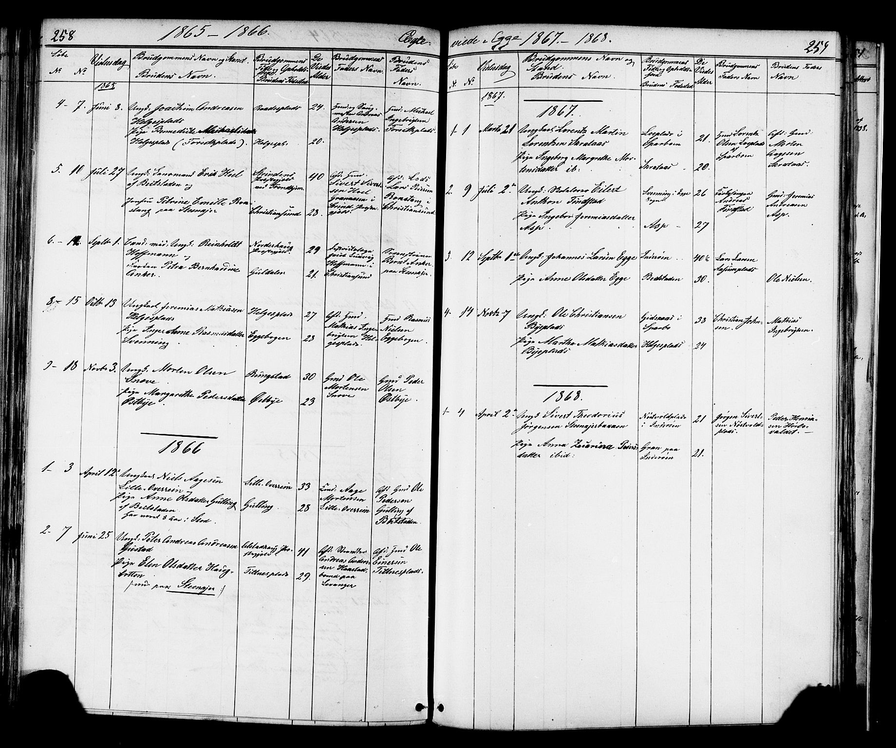 Ministerialprotokoller, klokkerbøker og fødselsregistre - Nord-Trøndelag, SAT/A-1458/739/L0367: Parish register (official) no. 739A01 /3, 1838-1868, p. 258-259