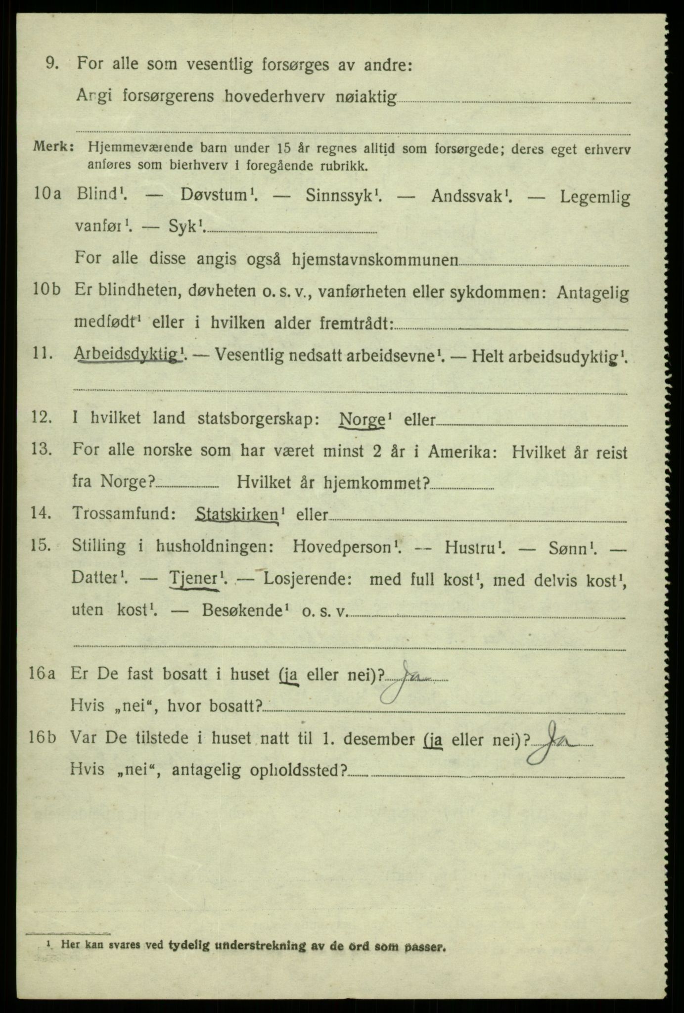 SAB, 1920 census for Kvam, 1920, p. 2016