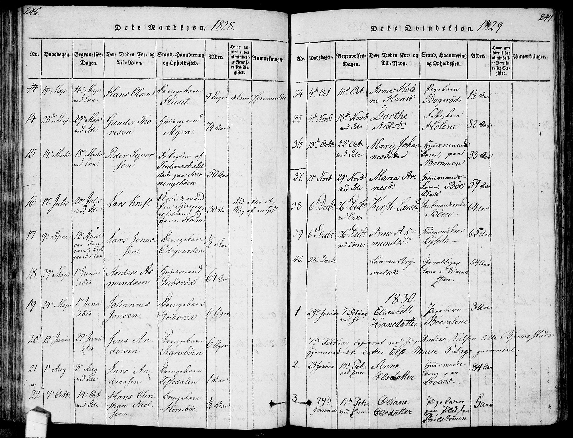 Idd prestekontor Kirkebøker, AV/SAO-A-10911/F/Fc/L0002: Parish register (official) no. III 2, 1815-1831, p. 246-247