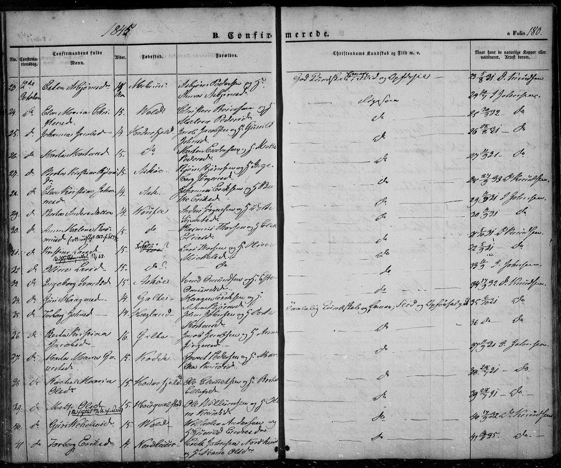 Rennesøy sokneprestkontor, SAST/A -101827/H/Ha/Haa/L0005: Parish register (official) no. A 5, 1838-1859, p. 180
