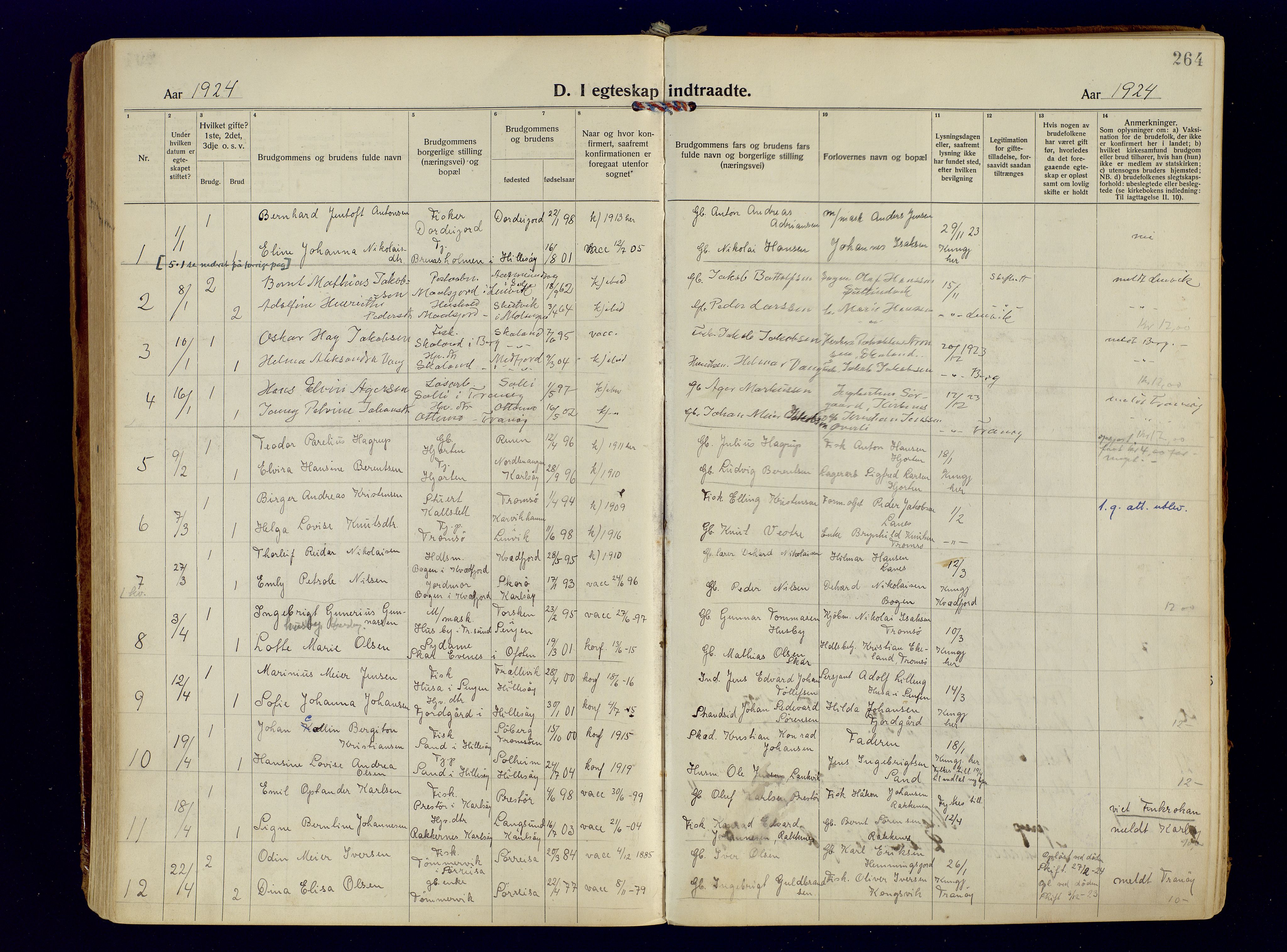 Tromsøysund sokneprestkontor, SATØ/S-1304/G/Ga/L0009kirke: Parish register (official) no. 9, 1922-1934, p. 264