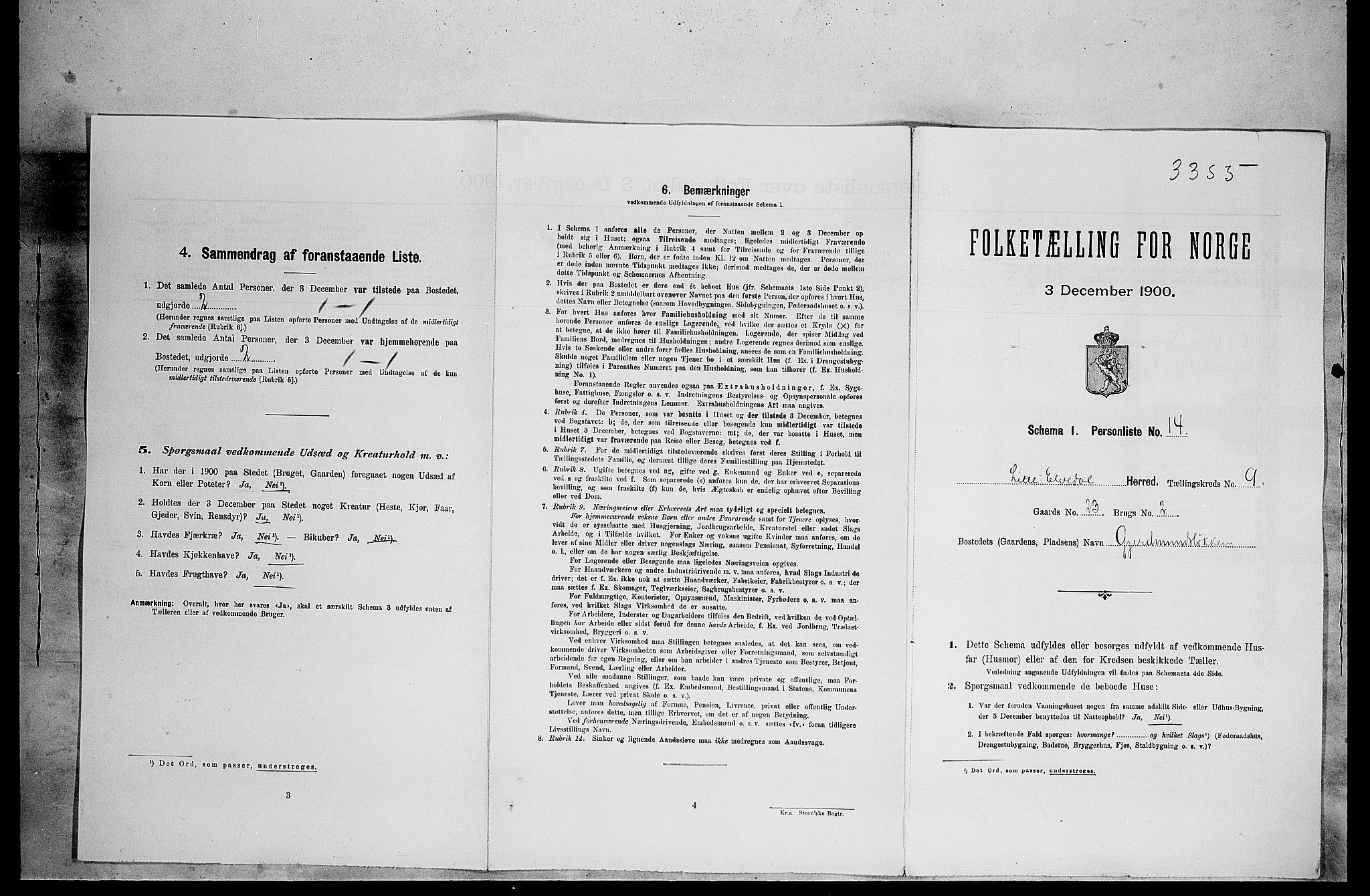 SAH, 1900 census for Lille Elvedalen, 1900, p. 665