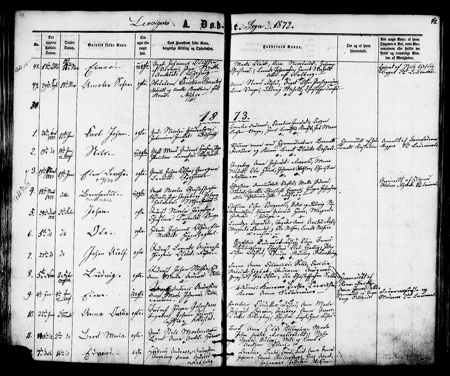 Ministerialprotokoller, klokkerbøker og fødselsregistre - Nord-Trøndelag, SAT/A-1458/701/L0009: Parish register (official) no. 701A09 /1, 1864-1882, p. 42