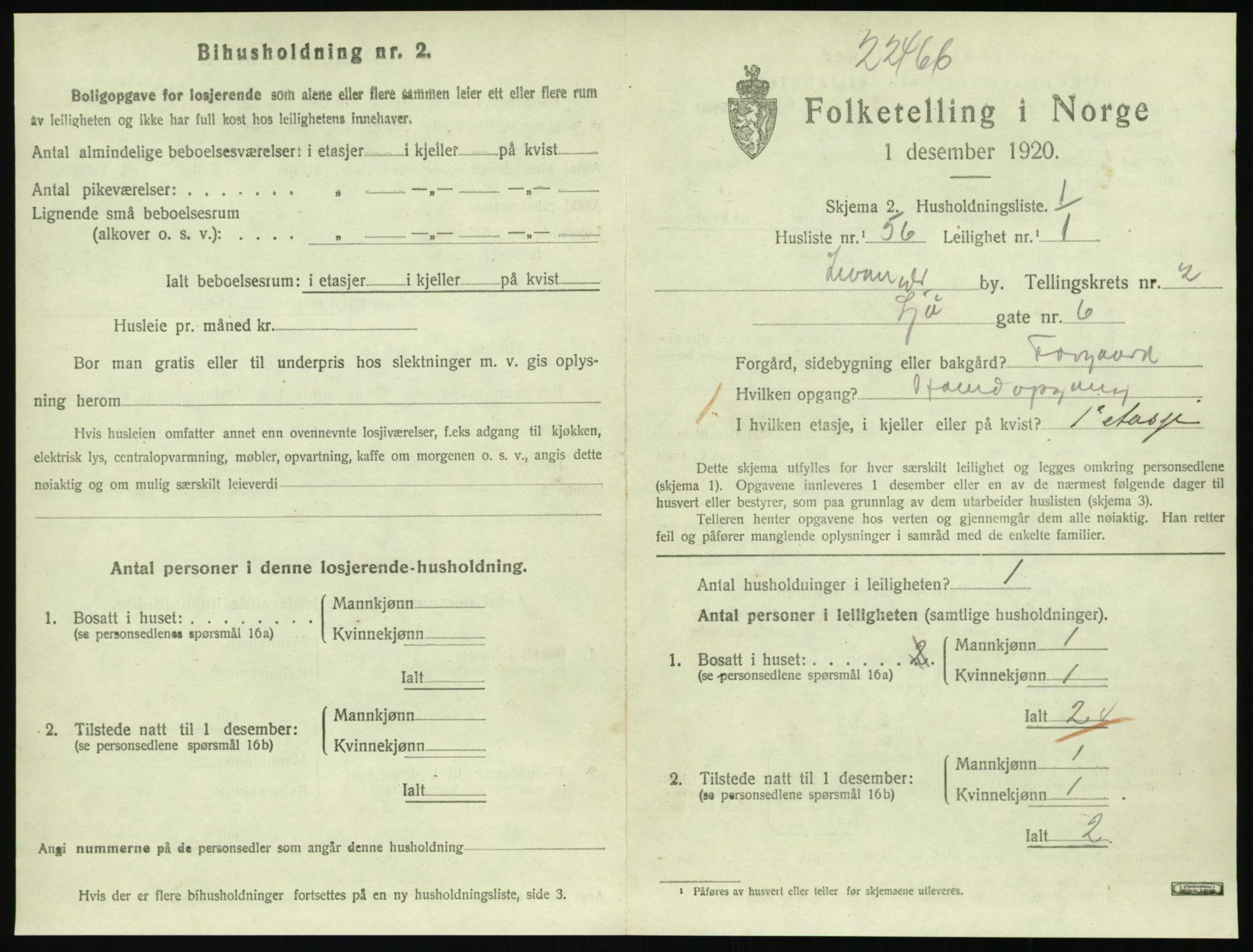 SAT, 1920 census for Levanger town, 1920, p. 1008