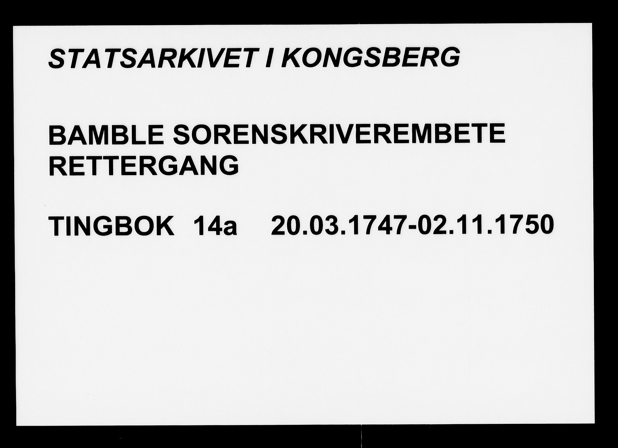 Bamble sorenskriveri, AV/SAKO-A-214/F/Fa/Faa/L0014a: Tingbok, 1747-1750