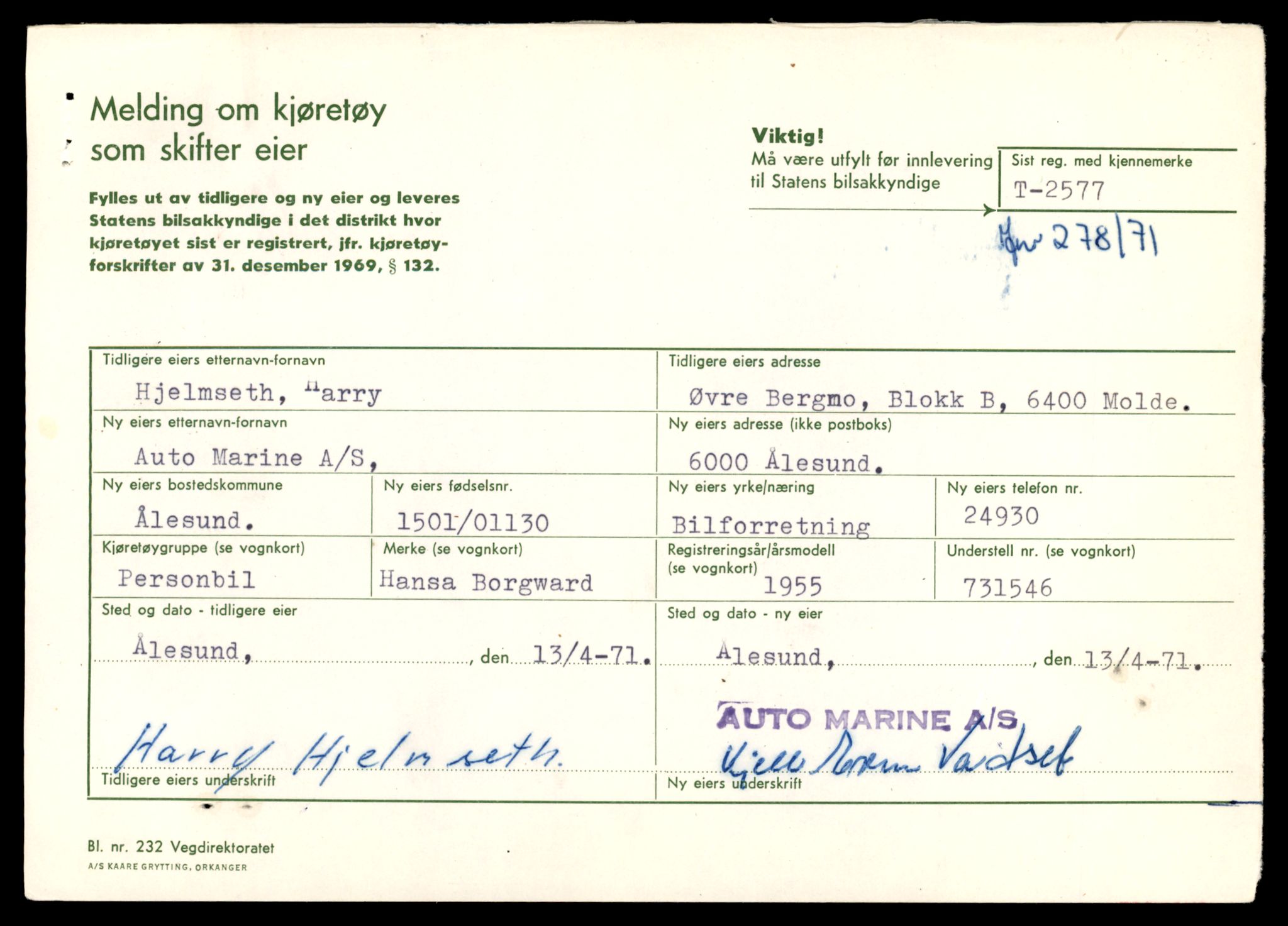 Møre og Romsdal vegkontor - Ålesund trafikkstasjon, AV/SAT-A-4099/F/Fe/L0017: Registreringskort for kjøretøy T 1985 - T 10090, 1927-1998, p. 593